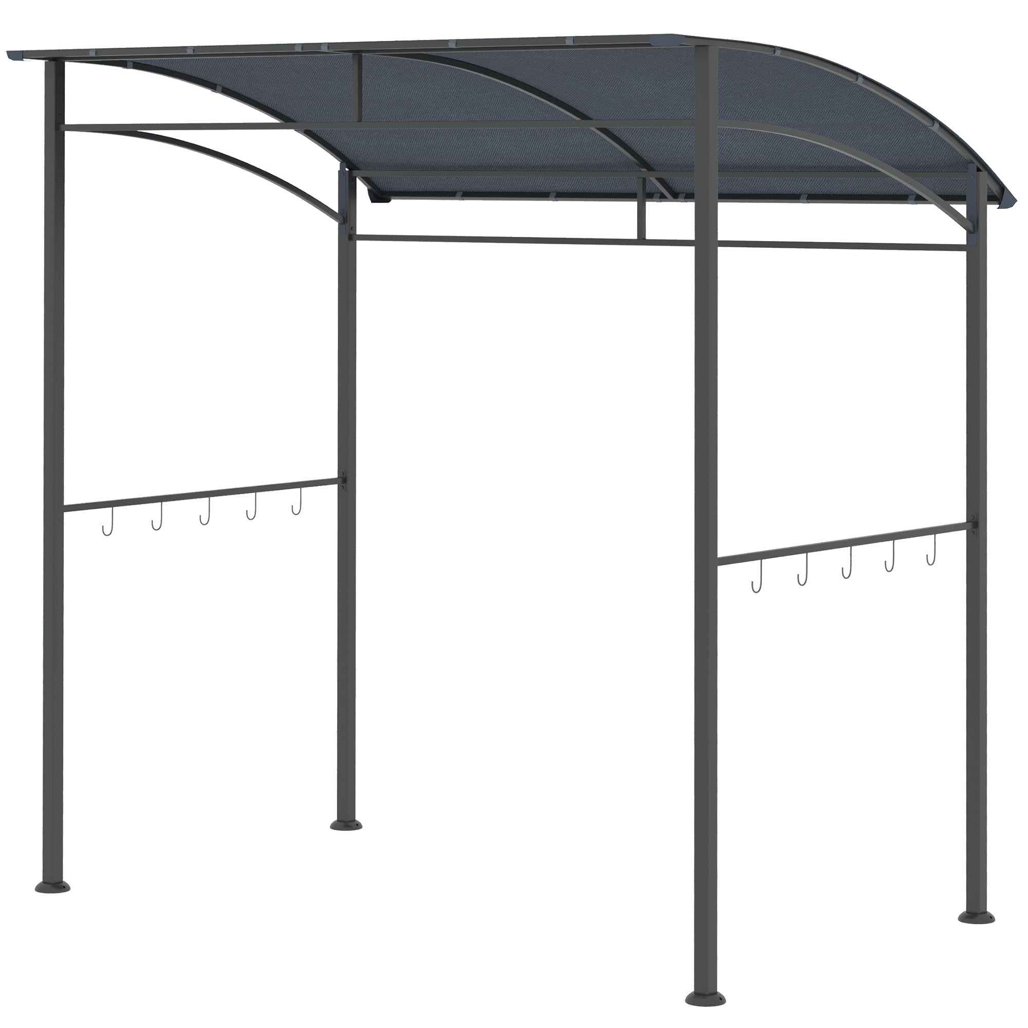 Pavilion Grill Outsunny 215 x 150 x 220 εκ. Υδατοαπωθητικό Κήπου με Καμπυλωτή Στέγη, Κήπος με Άγκιστρα, Pavilion BBQ, Κιόσκι Κήπου για Πάρτι BBQ και Πικνίκ