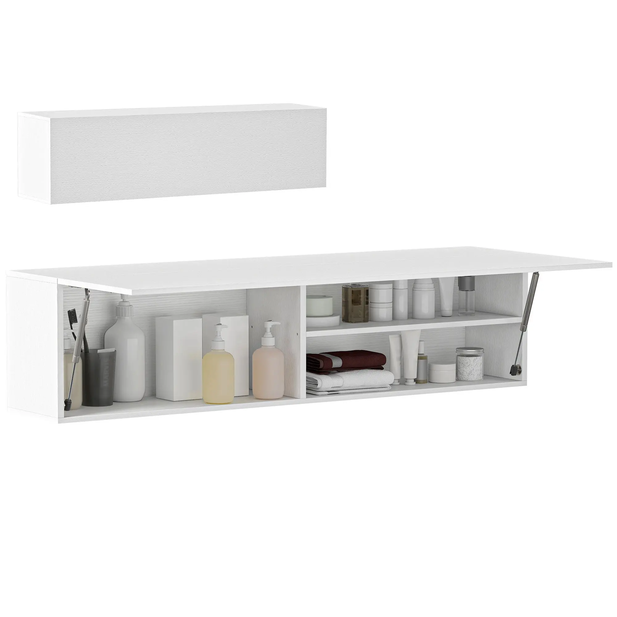 Wall-Mounted Bathroom Cabinet, Modern Soft-Close Hanging Unit with 2 Compartments & Adjustable Shelf, Space-Saving, 47.2 x 9.1 x 11.8 in (120 x 23 x 30 cm), White