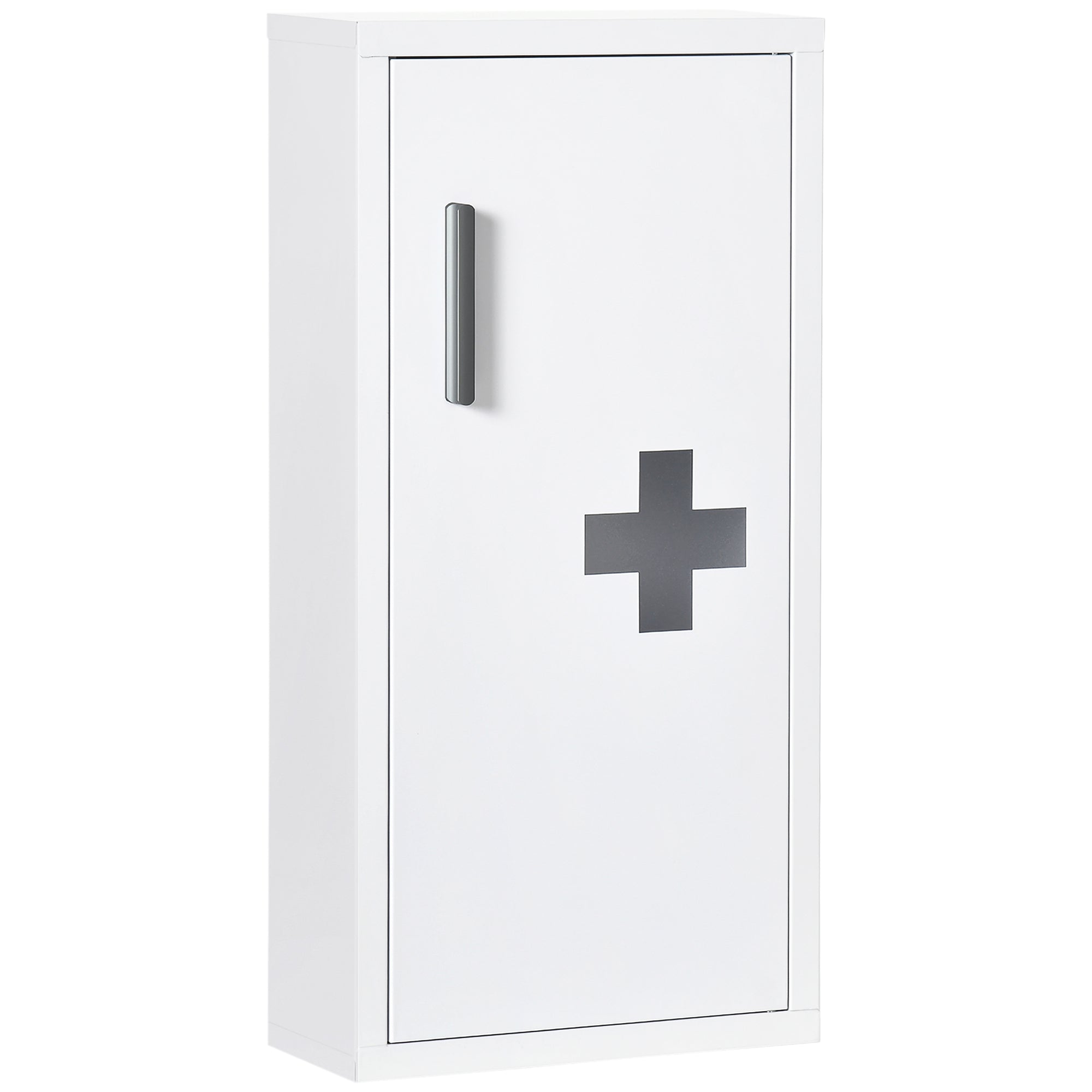 Medicine Cabinet, First Aid Cabinet, Pharmacy Cabinet with 3 Interior Compartments, Medicine Cabinet with Magnetic Closure, Medication Cabinet with Handle, Steel, White, 30 x 12 x 60 cm