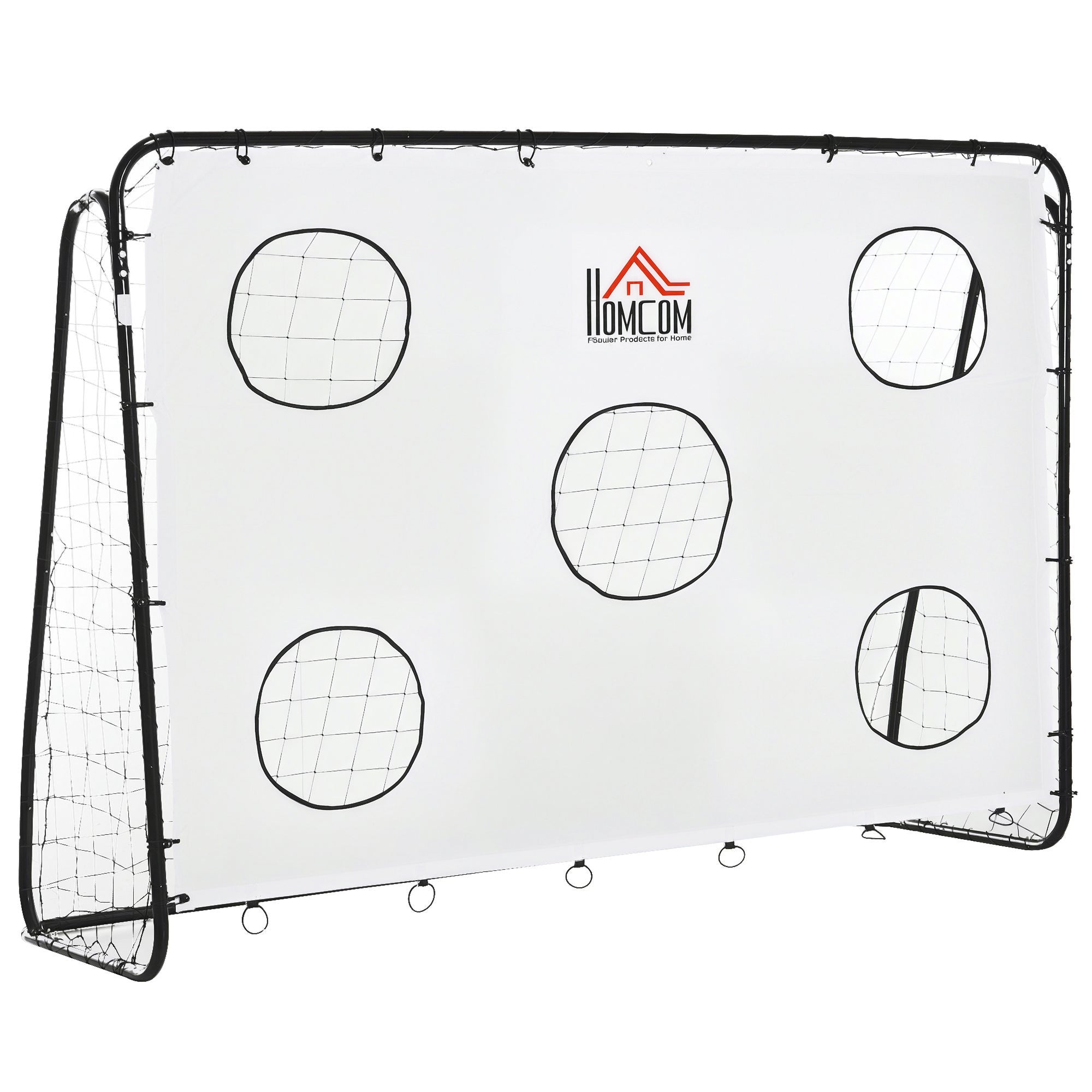 HOMCOM Voetbaldoel voor Kinderen en Volwassenen met PE Net, Metaal en Oxford, Wit en Zwart, 240x88x171,5cm
