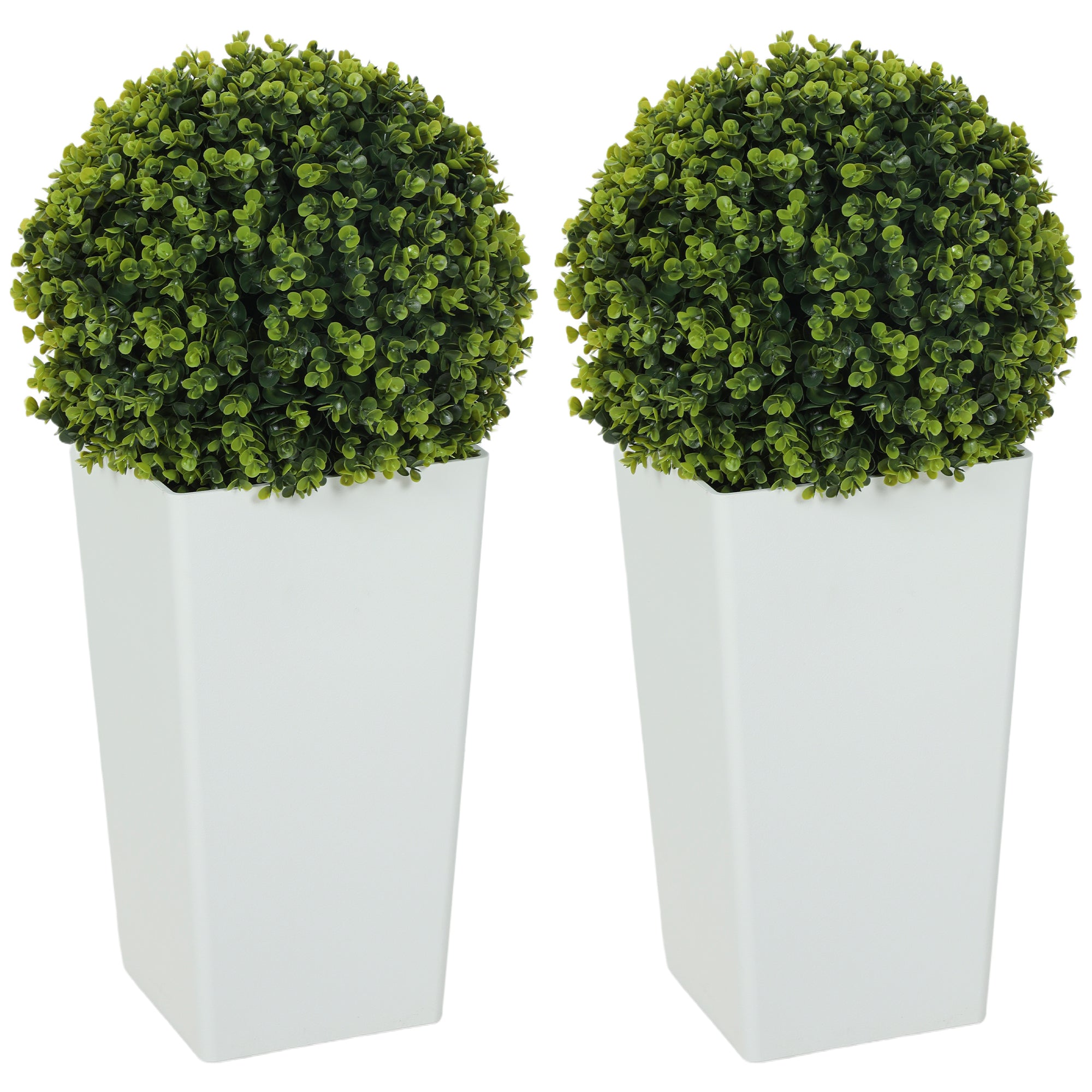 HOMCOM 2-pak kunstige eucalyptus-topiary-kugler, 65 cm høje, 330 blade, realistiske UV-beskyttede plastplanter i potter til stue, soveværelse, kontor og have