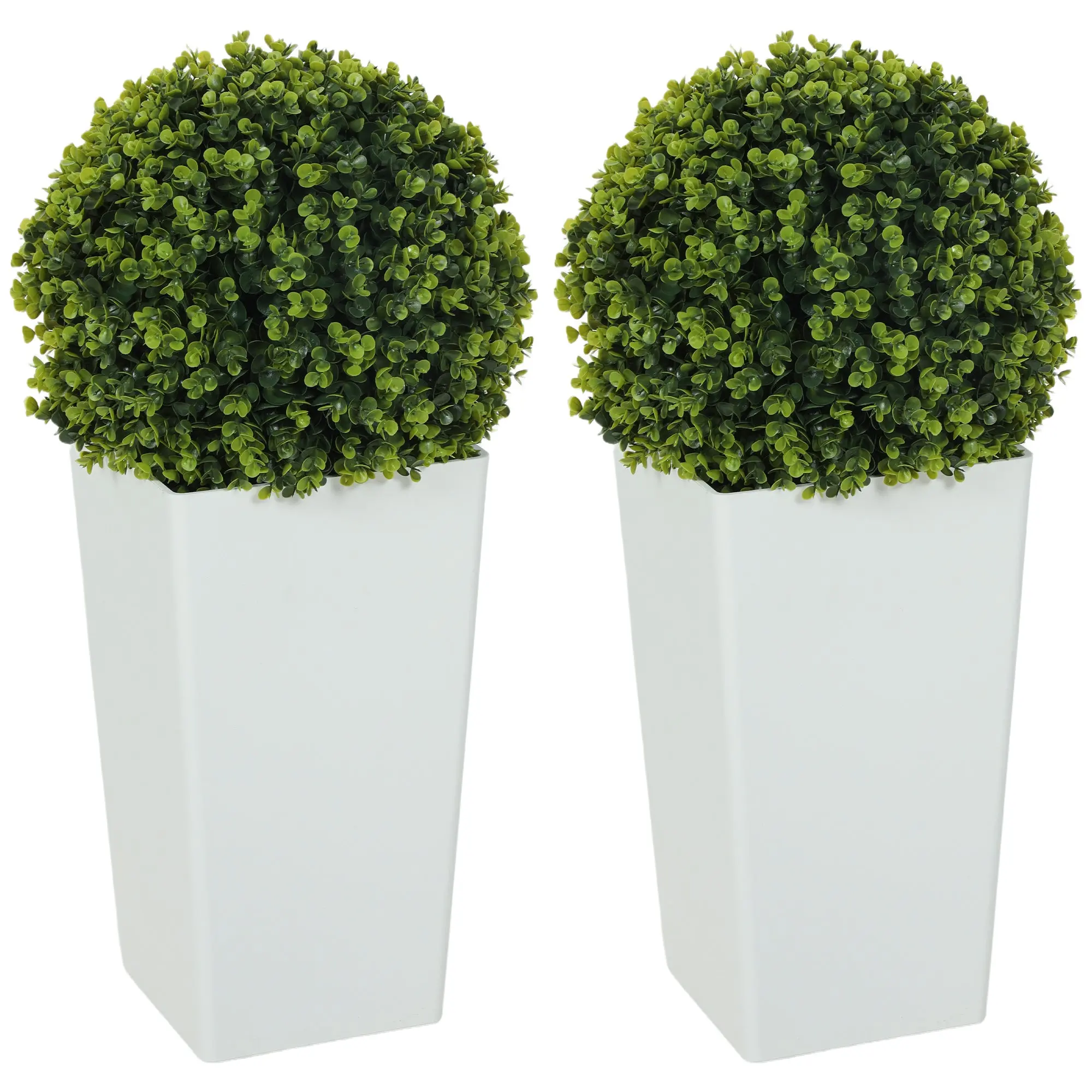 2-Pack Artificial Eucalyptus Topiary Balls, 25.6" Tall, 330 Leaves, Realistic UV-Protected Plastic Plants in Pots for Living Room, Bedroom, Office, Garden