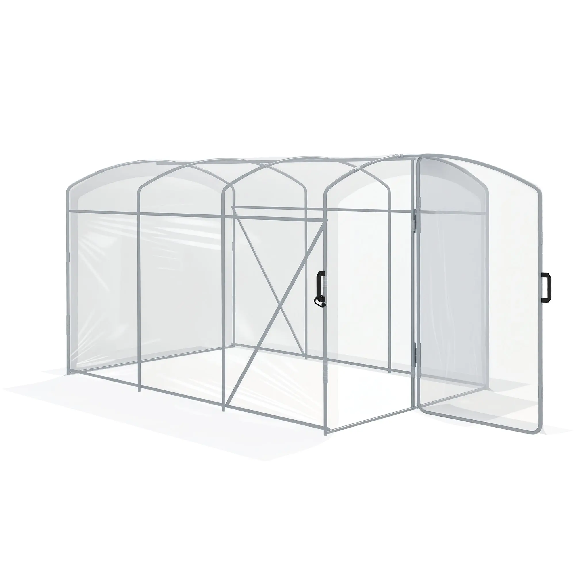 PE Greenhouse, 3 x 2 x 1.95m Tunnel Greenhouse, Windproof Tomato House, Greenhouse with 1 Door, for Garden, Balcony, Transparent