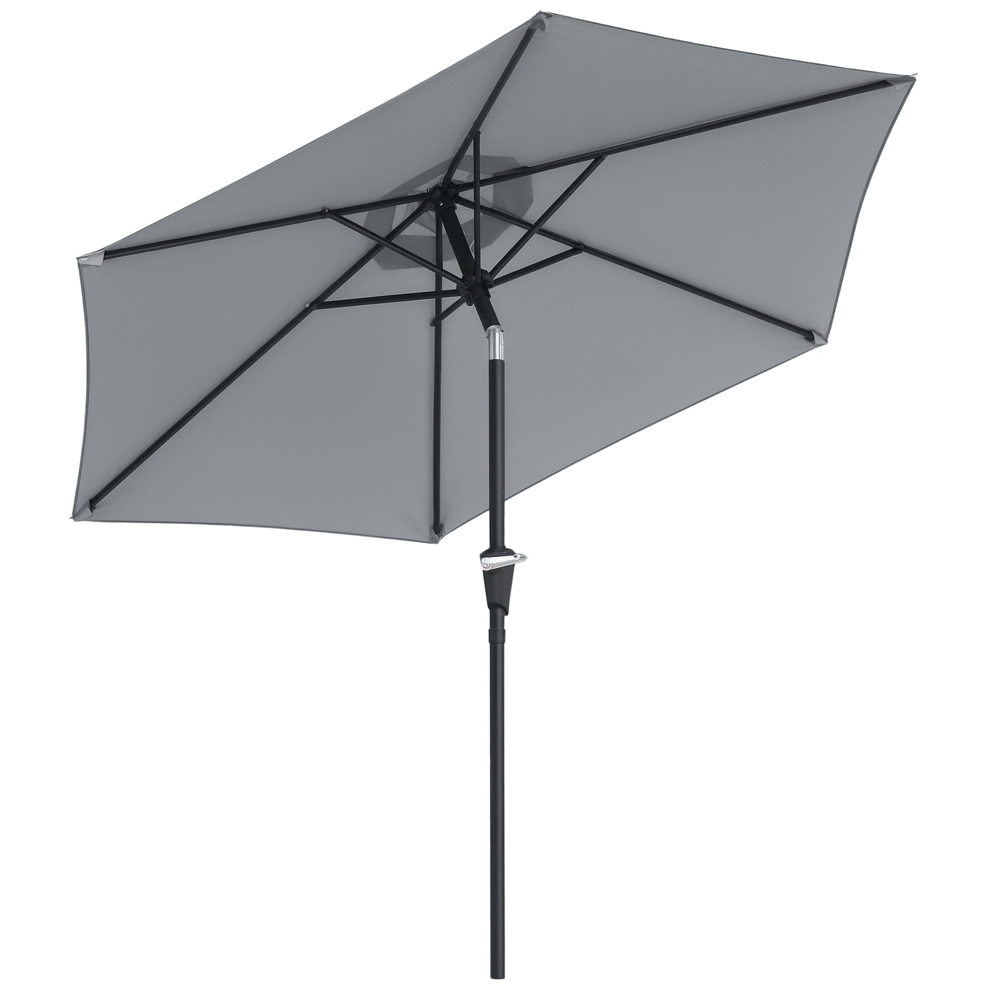 Terrace Umbrella ?230 cm Garden Umbrella with Adjustable Angle and Hand Crank Waterproof Parasol for Patio Terrace Gray