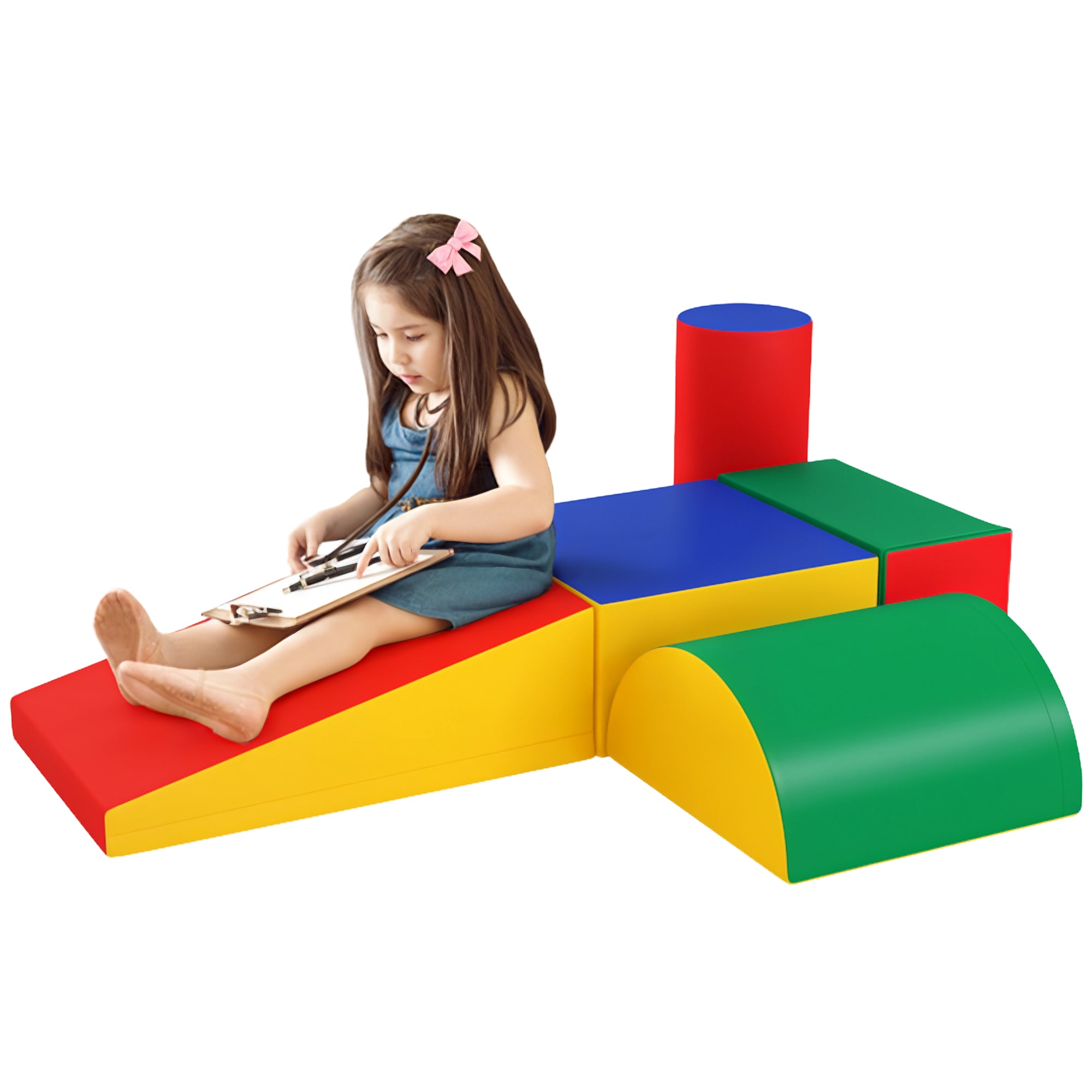 HOMCOM 5-teiliges Schaumstoff-Bausteinset für Kinder – Weiche Bausteine zum Klettern – Riesige Schaumstoffblöcke für Babys und Kleinkinder – Mehrfarbig