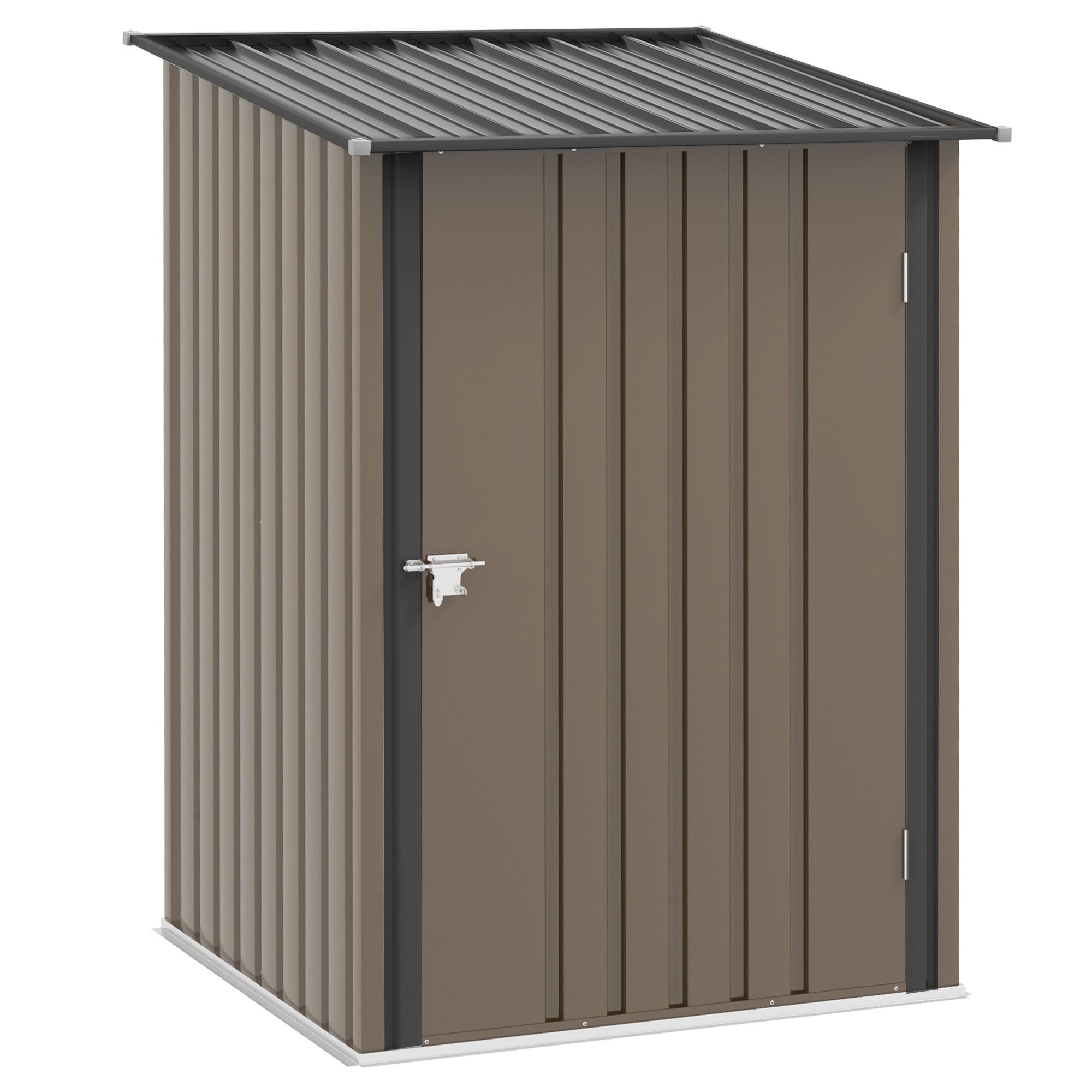 Metal Tool Shed 1.6m? 100x103x160cm Garden Shed with Pent Roof Lockable Door Weatherproof Outdoor Storage Cabinet for Garden Yard, Brown