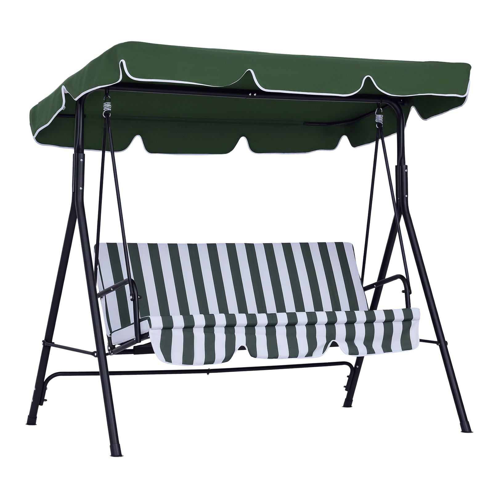 Outsunny 3-persons Have Hængekøje med Justerbart Soltag og Stålramme til Balkon Terrasse Patio Max. 200 kg 172x110x153 cm Grøn