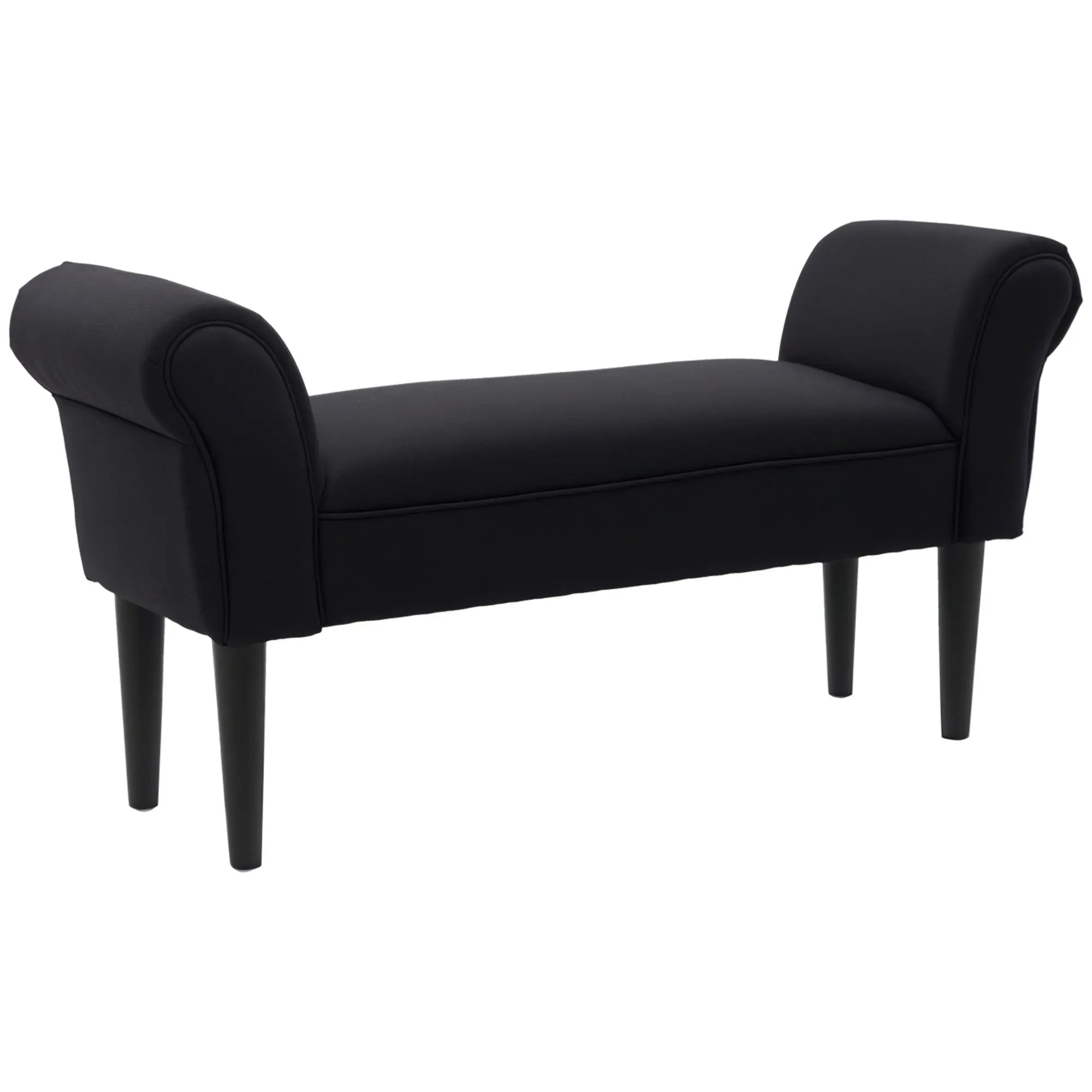 Bed Bench, Upholstered Bench, Seating Bench, Hallway Bench for Bedroom, up to 130 kg Load Capacity, Sailcloth, Black, 102 x 36 x 51 cm
