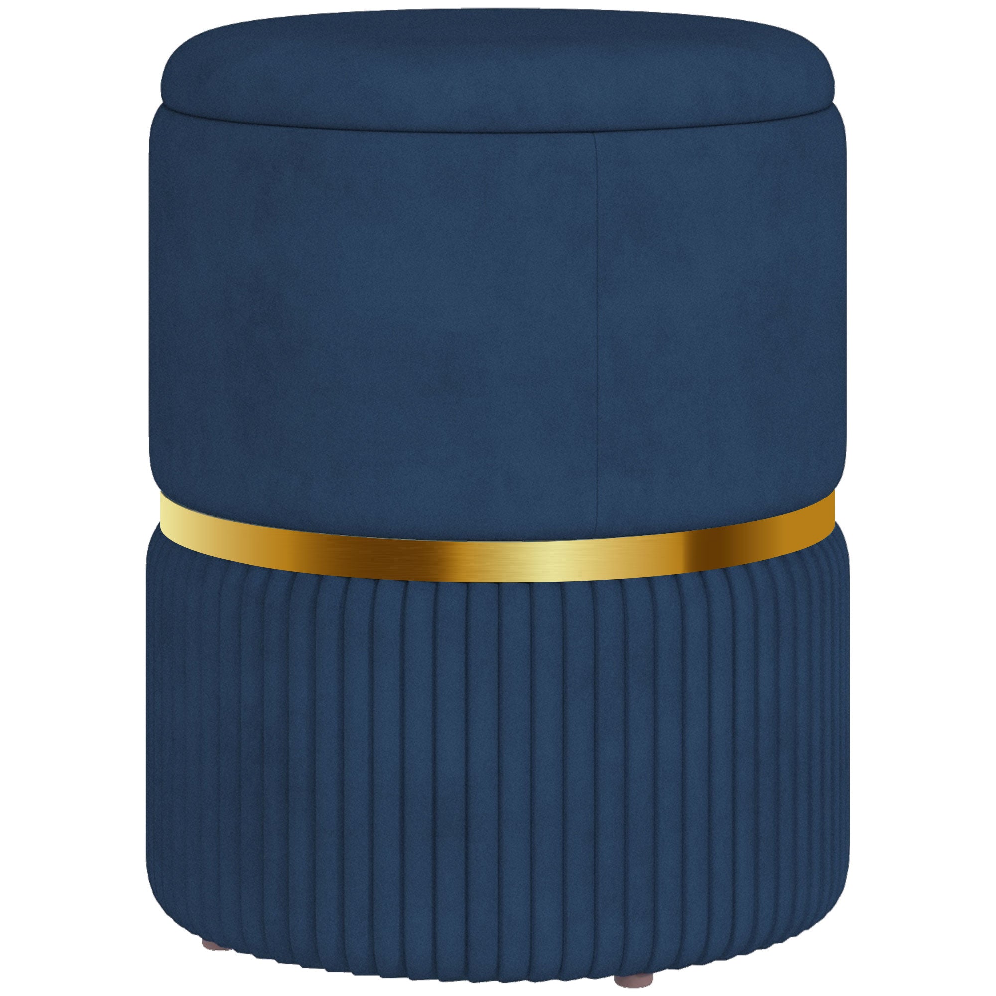 Pouf, footstool, storage box, in corduroy fabric, modern design, 36 x 36 x 44 cm, for living room, bedroom, blue