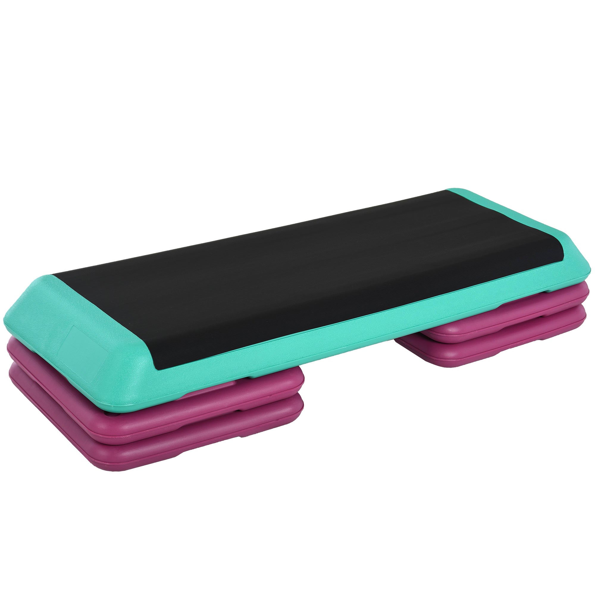 HOMCOM Ρυθμιζόμενη Υψόμετρο Φitness Stepper 3 Επιπέδων (10/15/20 εκ.) Αντιολισθητική Πλατφόρμα Βημάτων για Σπίτι και Γραφείο