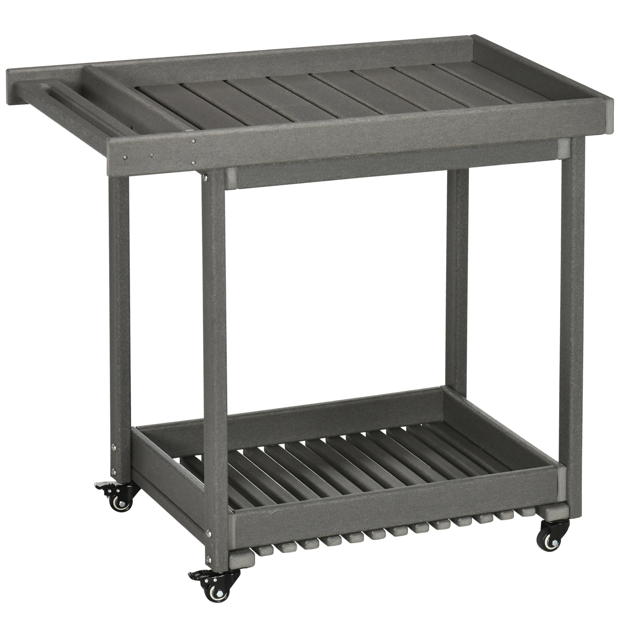 Serving Cart, Barbecue Trolley with Towel Holder, Garden Rolling Cart with 2 Shelves, Outdoor Multifunction Table with Wheels, for Garden, Balcony, 87 x 50 x 80cm