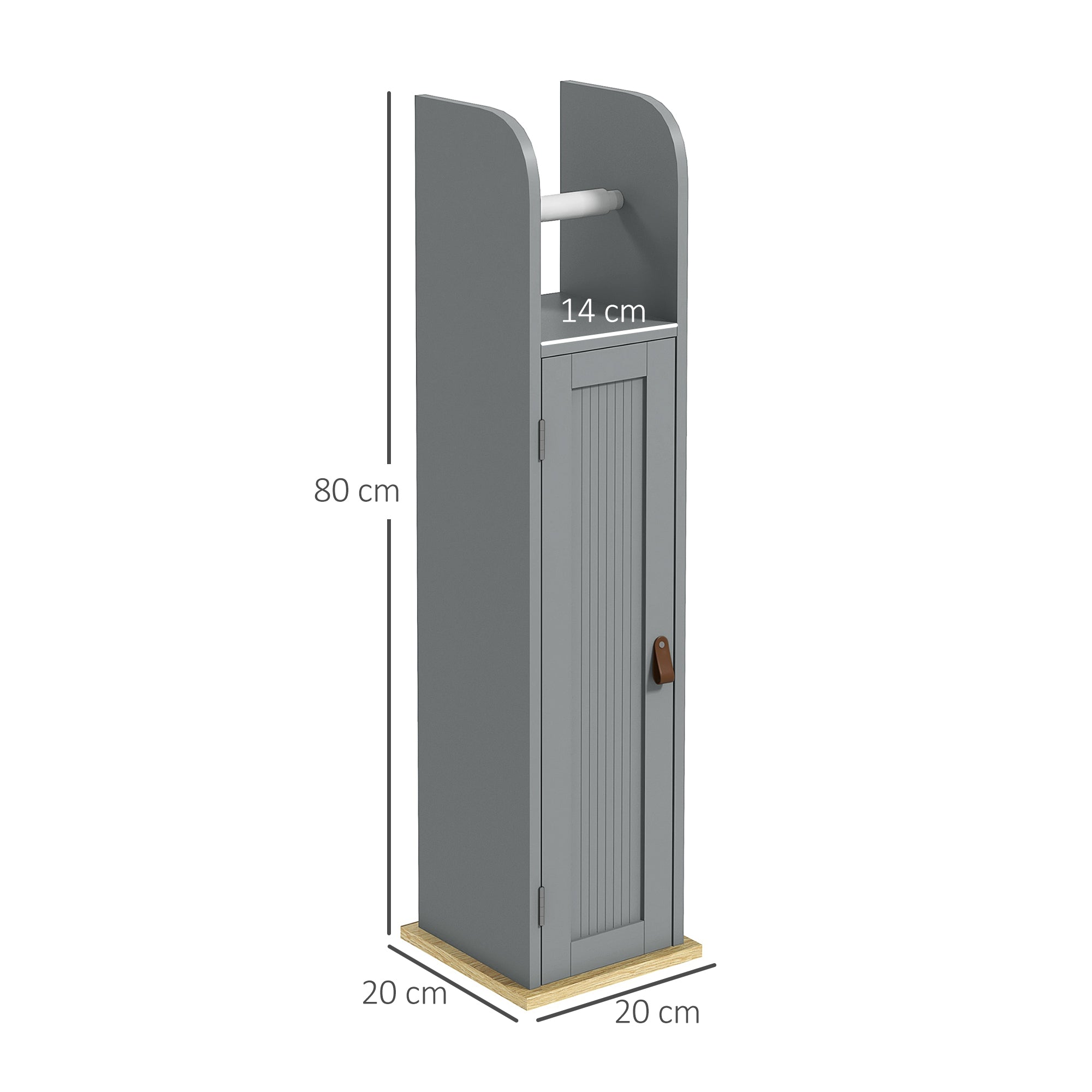 Bathroom Cabinet Toilet Paper Holder with Cupboard and Adjustable Shelves 20 x 20 x 80 cm Gray