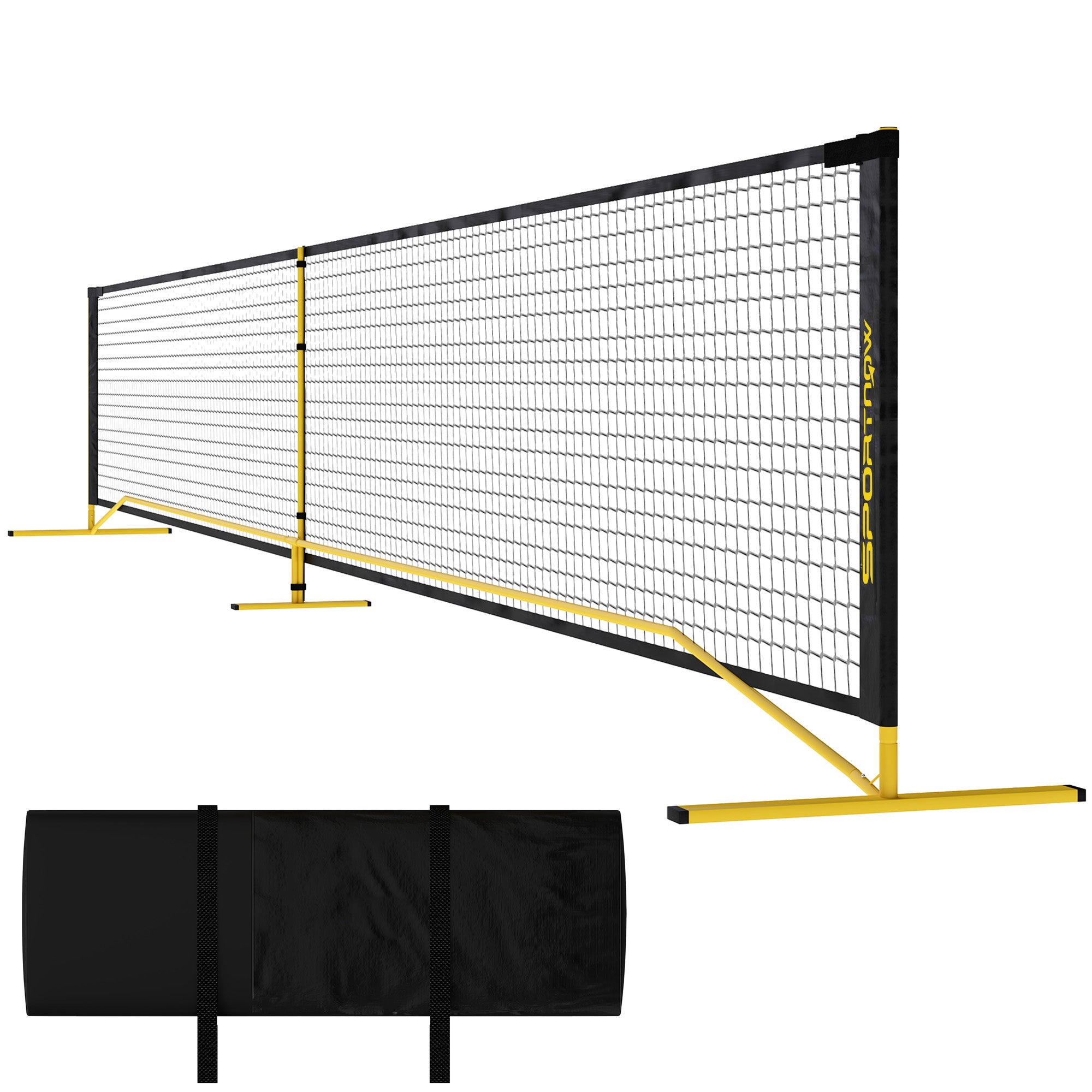 SPORTNOW Tragbares Pickleball-Netz, 6,7m mit Tragetasche, Metallrahmen für drinnen und draußen in Gelb
