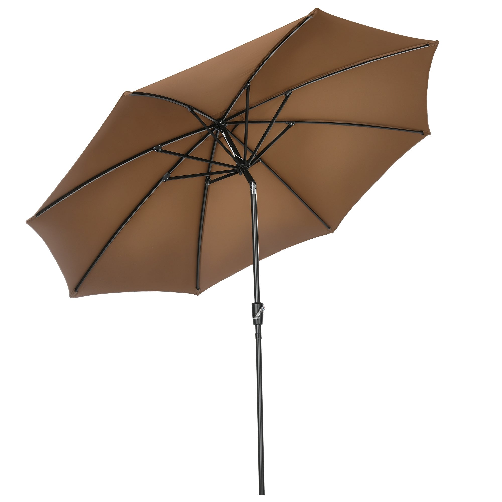 Garden Umbrella ?300x252 cm Patio Sunshade with Crank Tilted Roof and 8 Metal Ribs for Outdoor Brown