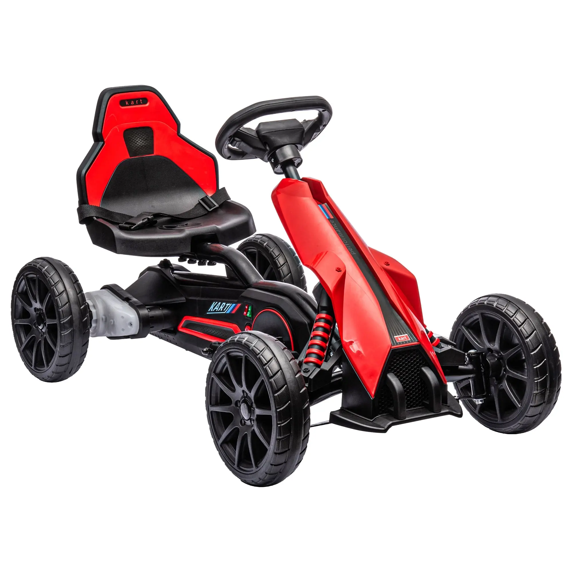 Go-Kart Electric Car for Kids 3-8 Years Old Kart with 12V Battery Adjustable Speed 3-5km/h and Safety Belt Load 30 kg for Outdoor Use 100x58x58.5 cm Red