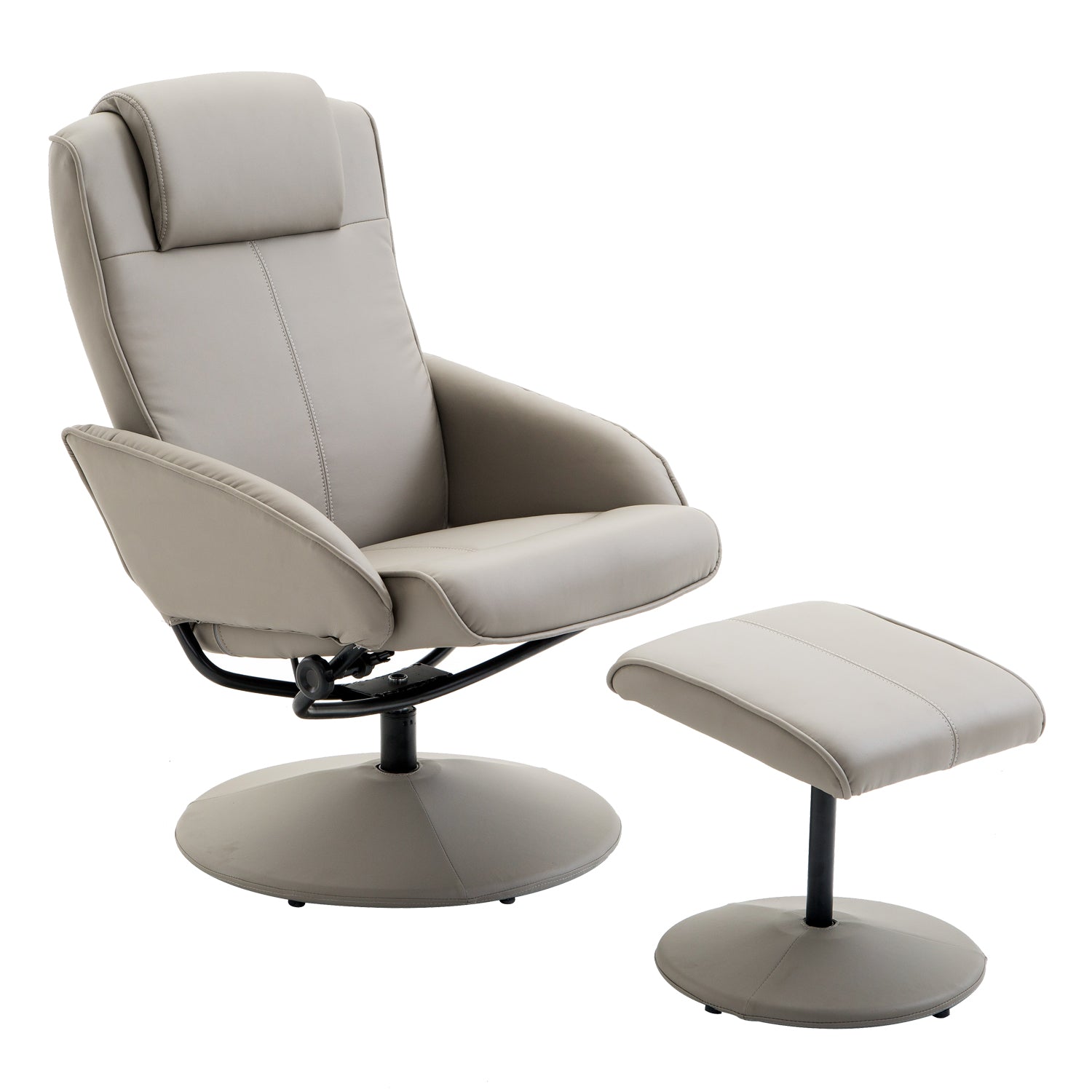 Recliner with Footstool, 360° Swivel TV Chair with Reclining Function, Faux Leather, Reading Chair for Living Room, Bedroom, Gray