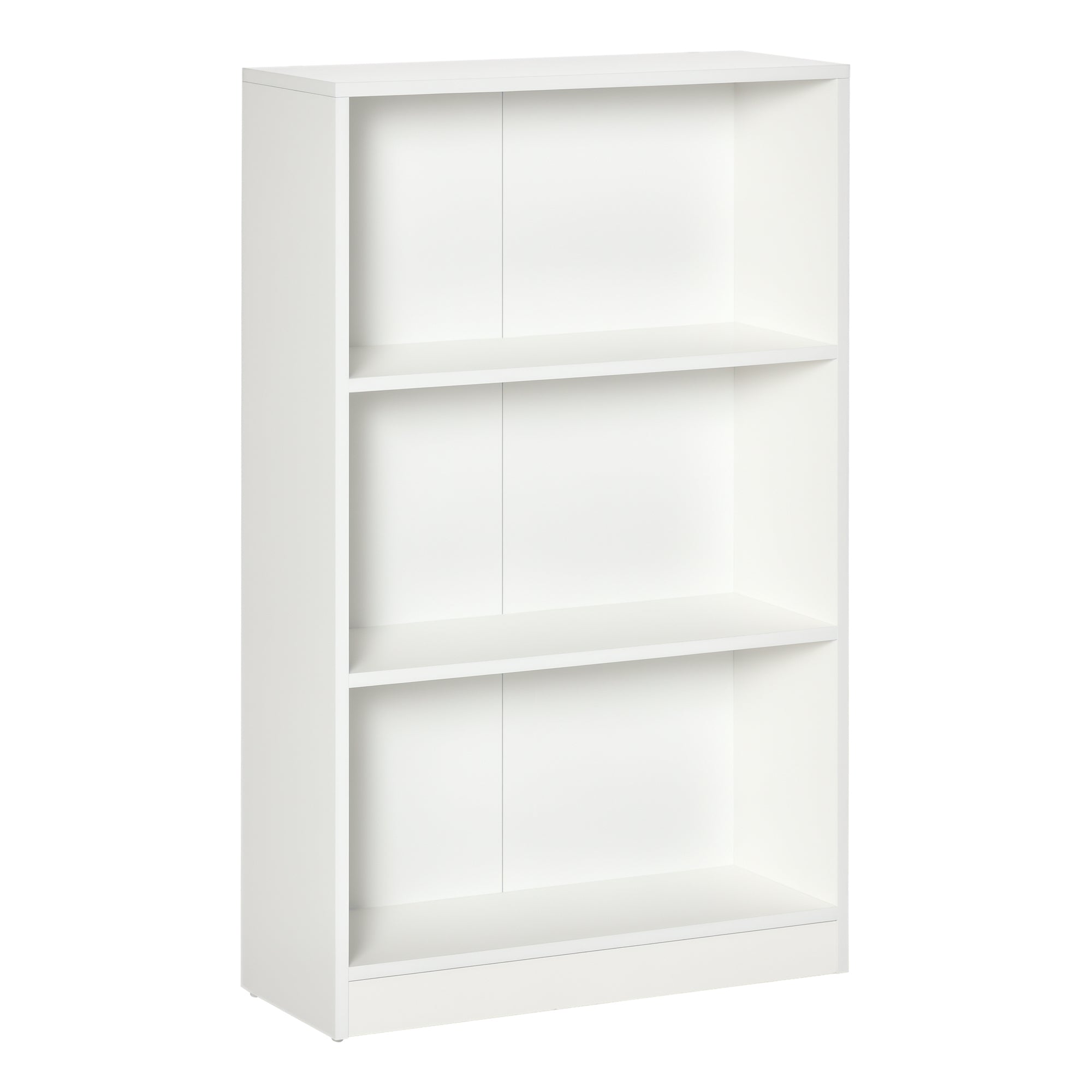 HOMCOM Bockregal mat 3 Stauräiner fir Bicher, CD's, Planzen fir Wunnzëmmer, Studium, Schlofzëmmer 62,2x24x102,4 cm Wäiss