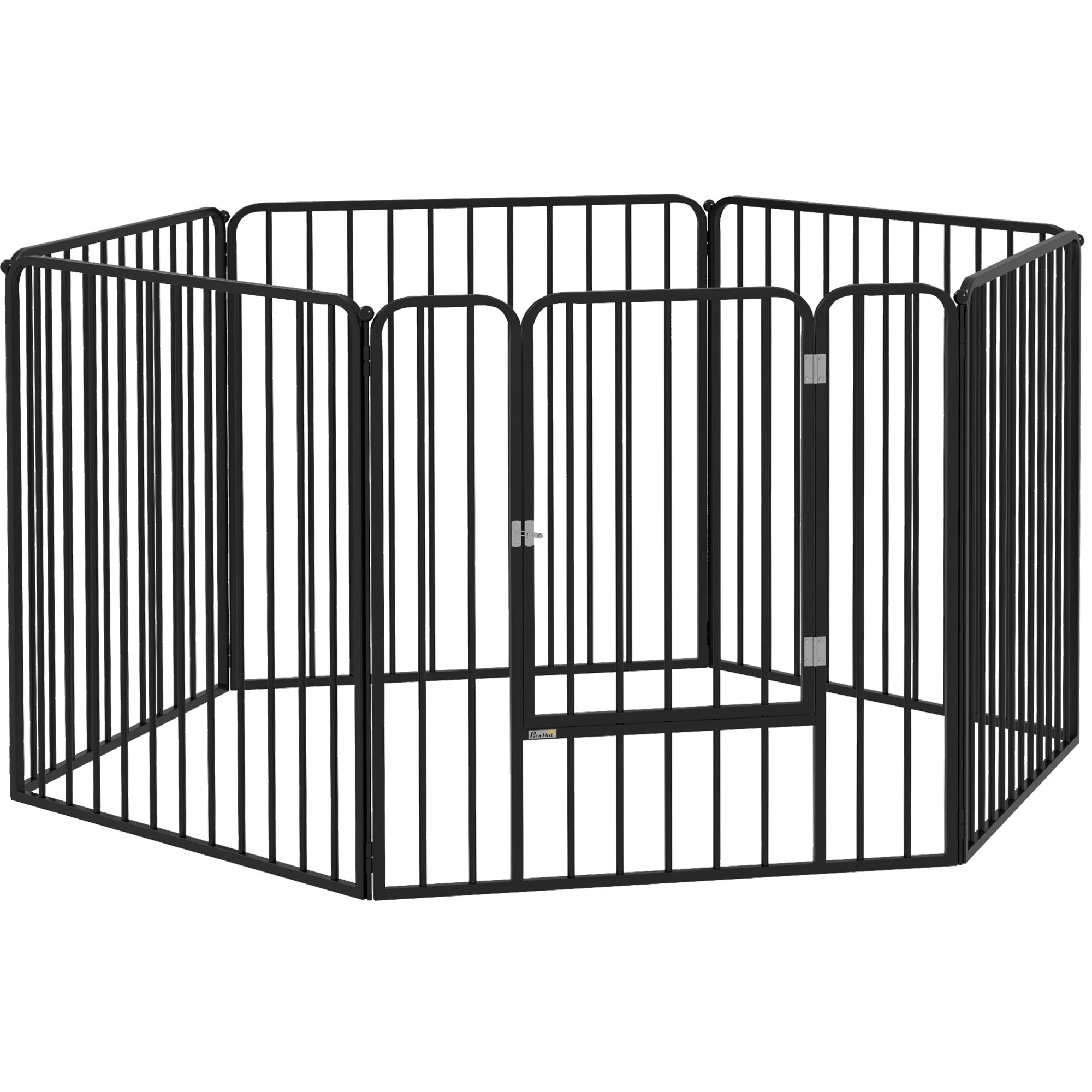 Модулна ограда за кучета PawHut с 1 врата, 6 панели 80 x 80 см, парка от стомана за игра и упражнения за кучета и домашни любимци, височина 80 см, черен