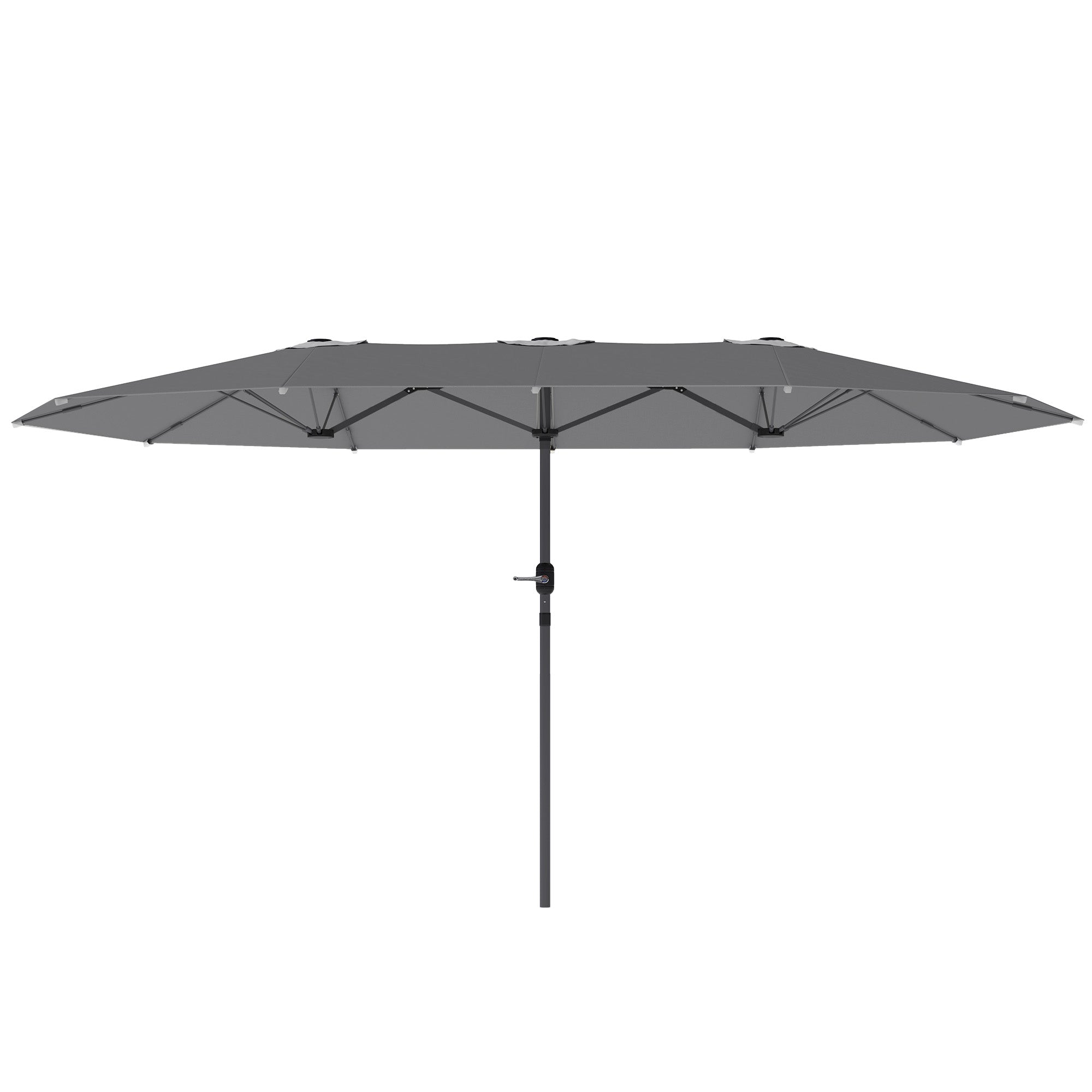 Double-Sided Sunshade 436 x 260 cm, UV Protection Steel Sunshade with Hand Crank, Oval Balcony Sunshade Beach Sunshade Windproof Stable Market Sunshade Crank Sunshade for Beach Balcony Garden, Dark Grey