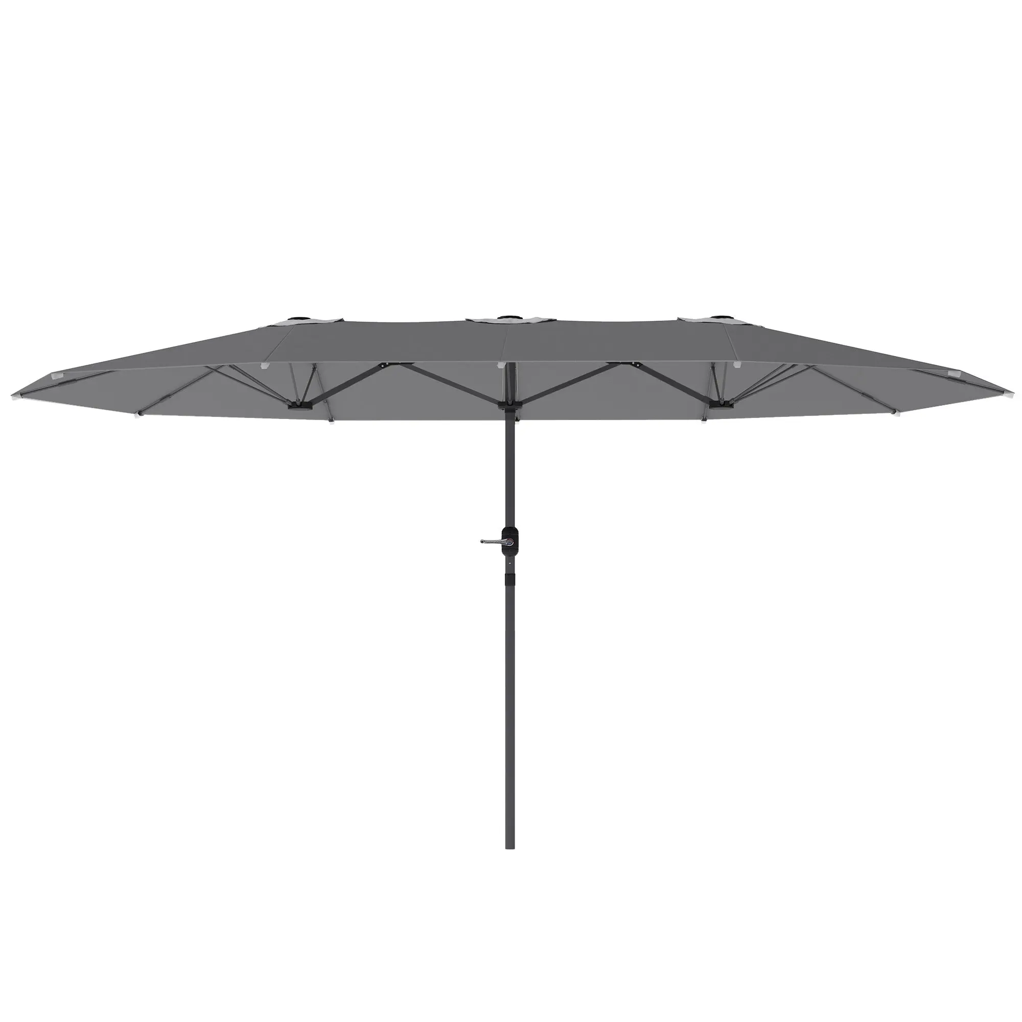 Double-Sided Sunshade 436 x 260 cm, UV Protection Steel Sunshade with Hand Crank, Oval Balcony Sunshade Beach Sunshade Windproof Stable Market Sunshade Crank Sunshade for Beach Balcony Garden, Dark Grey