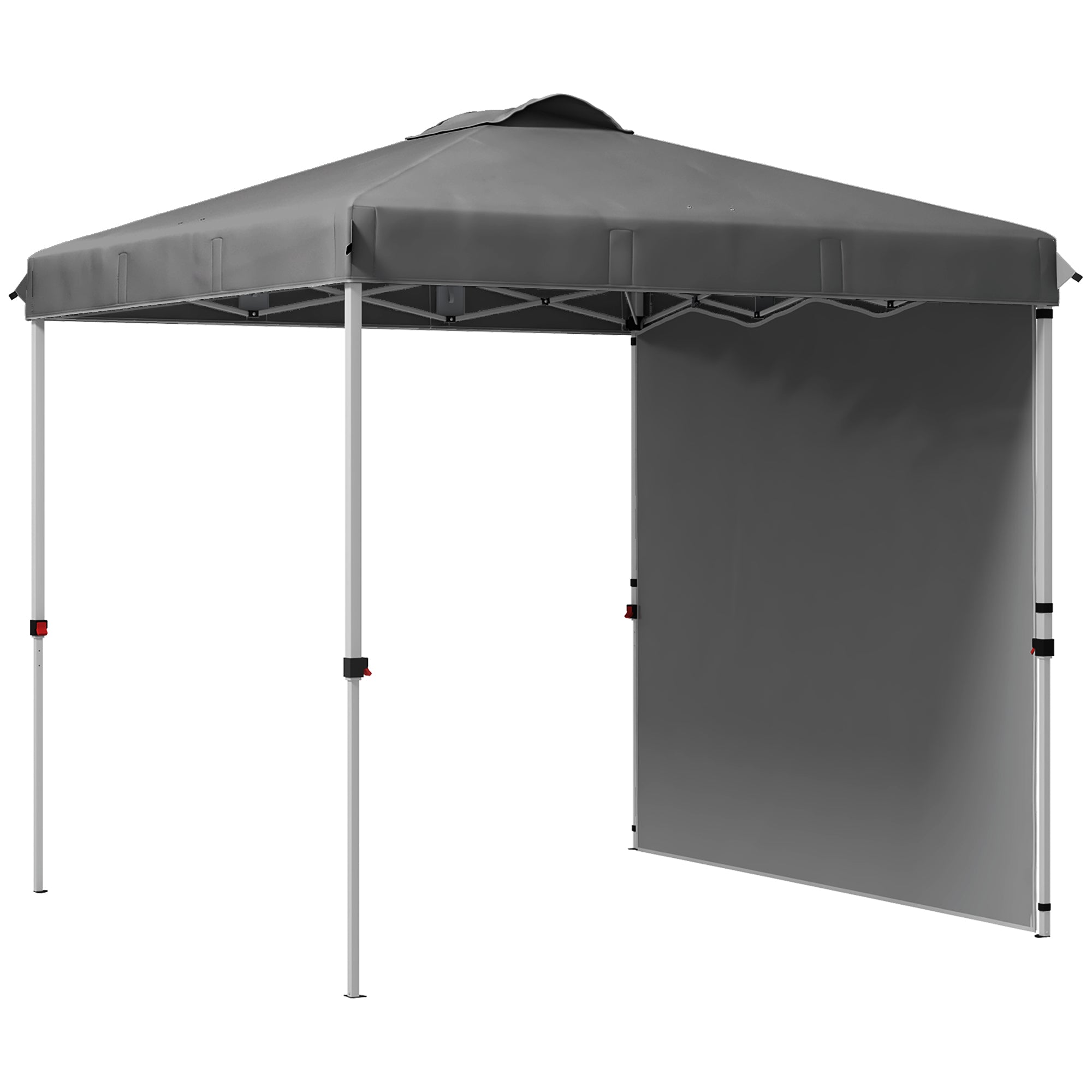 Abri de jardin pliable Outsunny 2,5x2,5 m avec 1 paroi latérale et hauteur réglable en 3 niveaux, Anti-UV, Imperméable et Sac de Sable Gris Foncé