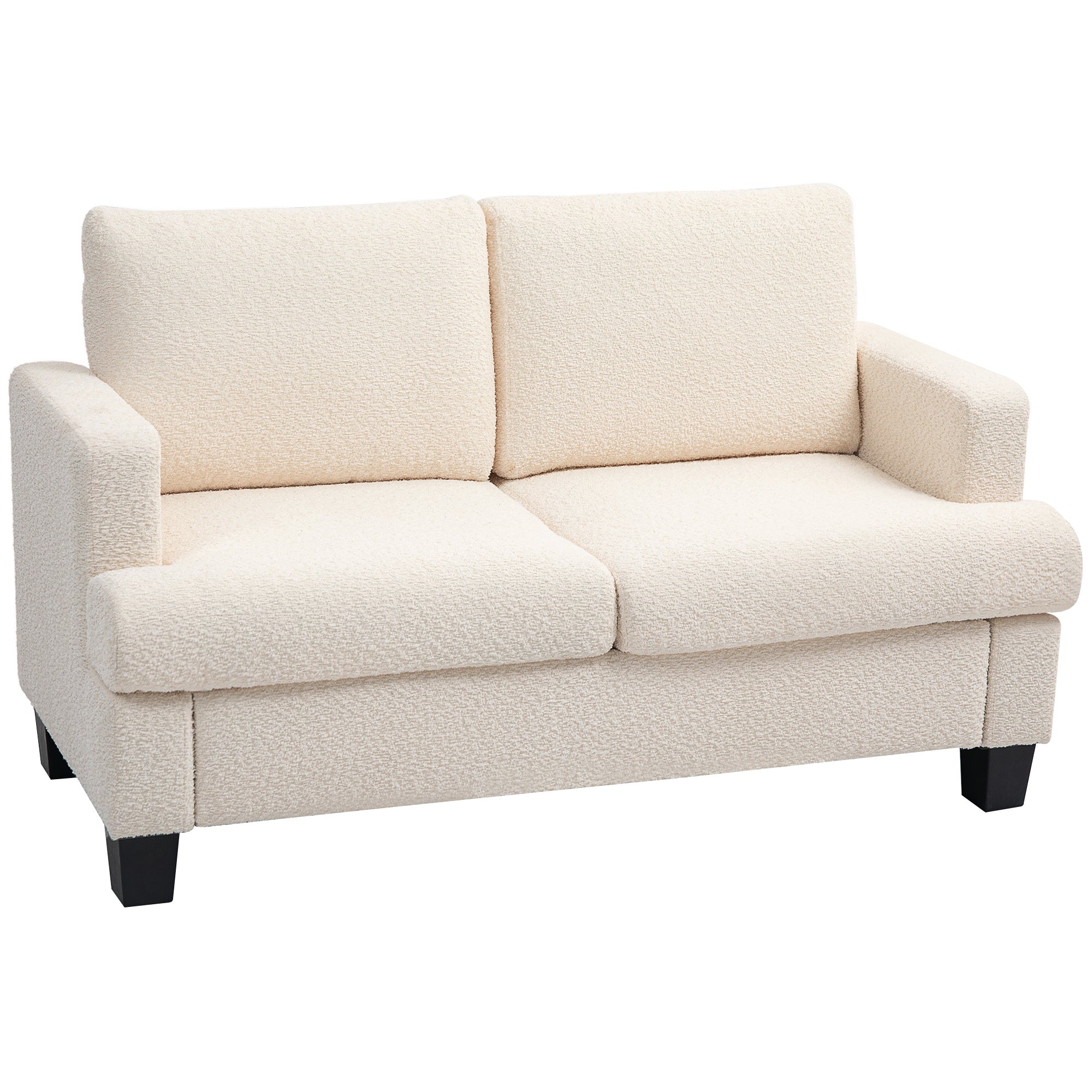 HOMCOM 2-Sitzer Sofa im modernen Stil 140 cm mit abnehmbaren Rückenkissen und Armlehnen, Mini-Couch für Schlafzimmer, Wohnung, kleine Räume, Beige