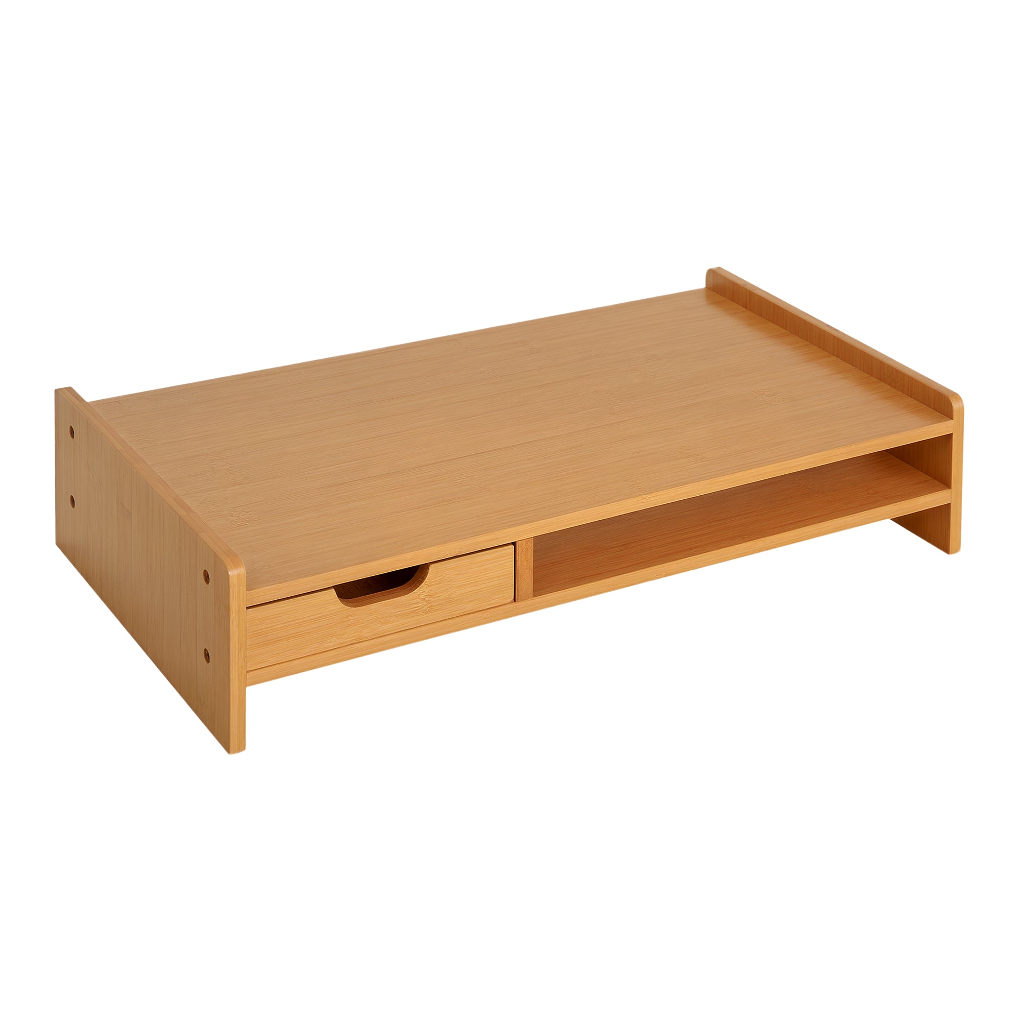 HOMCOM Bambusta valmistettu näyttöteline ja työpöytäjärjestäjä tietokoneiden ja kannettavien näyttöjen tueksi 49x25,5x11,5 cm