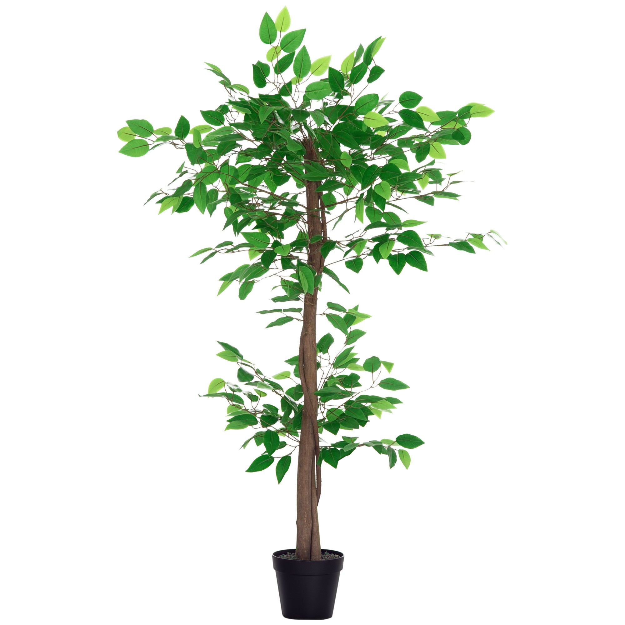 Outsunny Kënschtlech Téiplant 120 cm Kënschtleche Bam am Dekorativen Pots fir Heem Interieur Wunnzëmmer Büro Ø16x120 cm Gréng