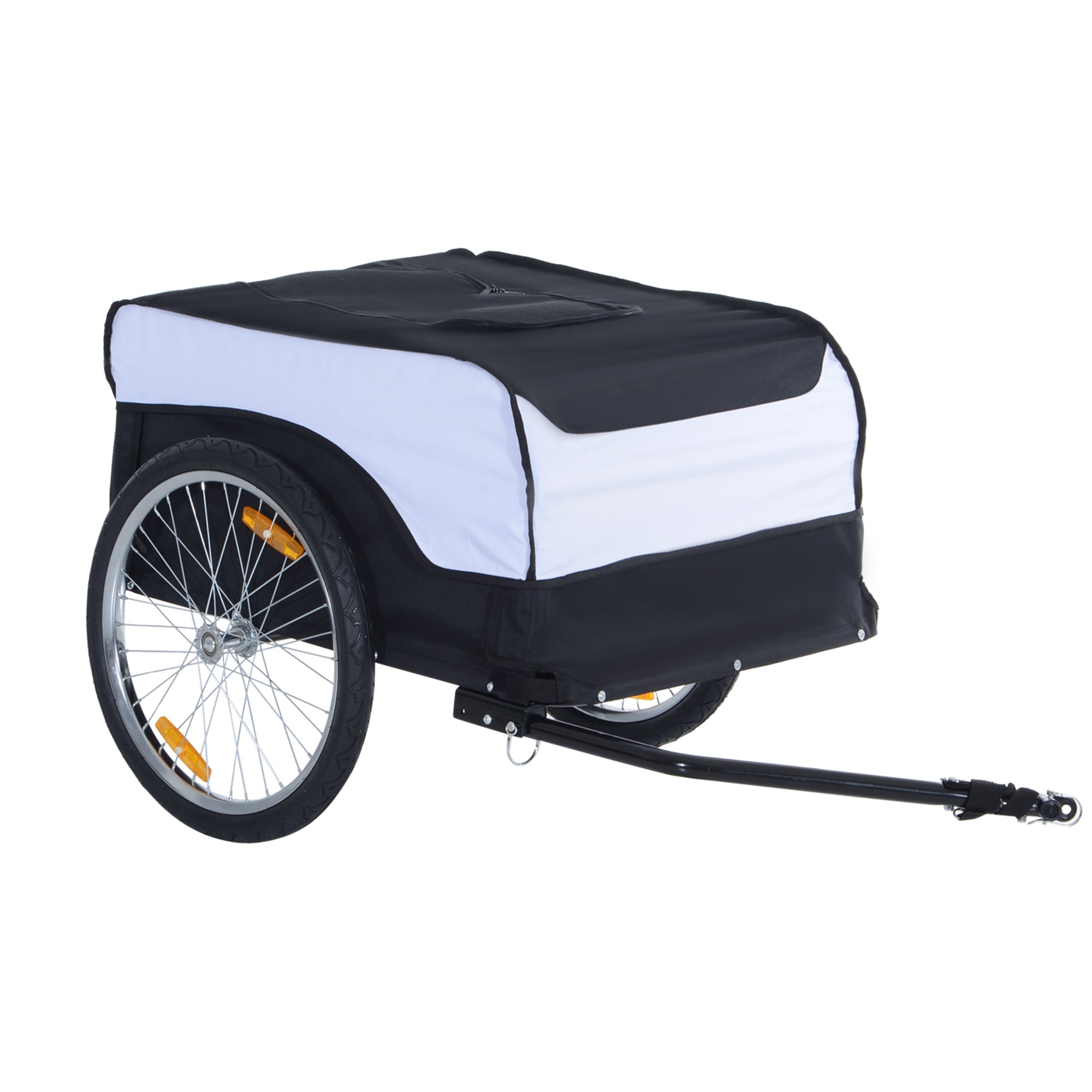 HOMCOM Jalgrattakäru Koormakäru Max. Kandevõime 40 kg Transportkäru Jalgrattakäru Valge+Must Teras Oxford 140 x 77 x 65 cm
