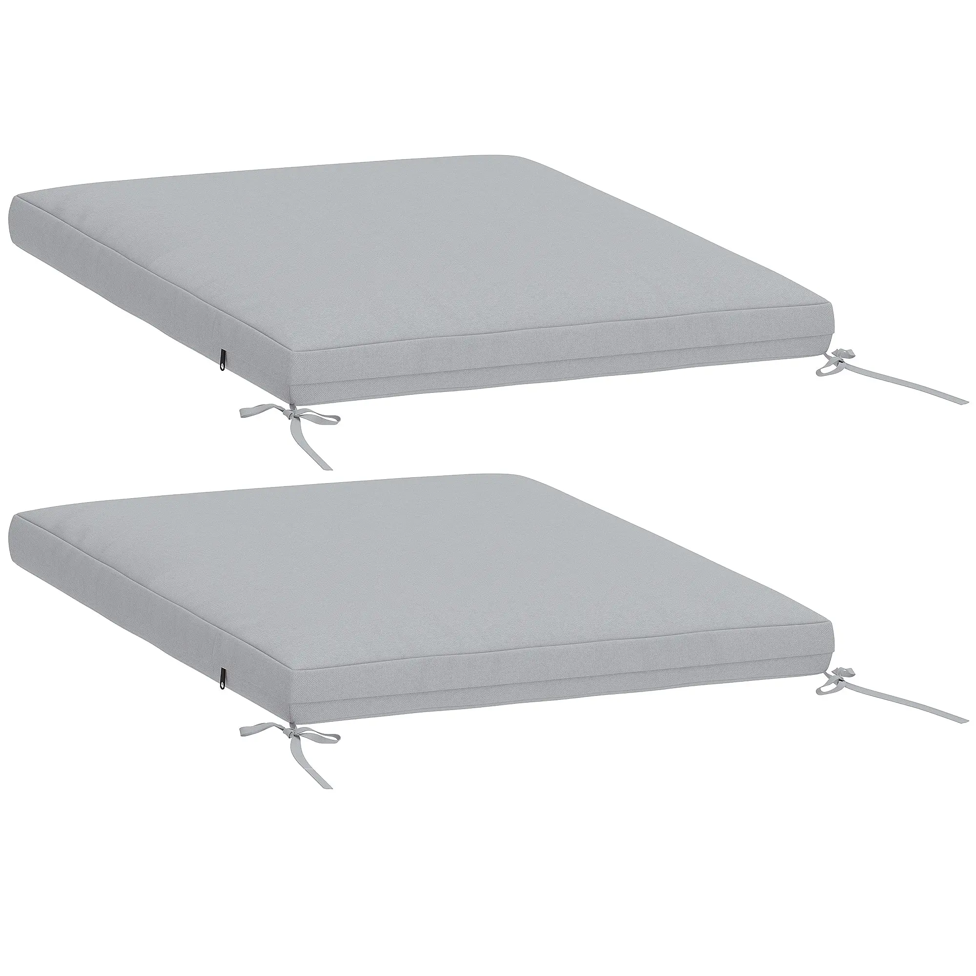 Set of 2 Garden Chair Cushions, 50 x 50 cm (19.7 x 19.7 in), 7 cm (2.8 in) High-Density Foam, Non-Slip, Washable, for Outdoor Furniture, Light Gray
