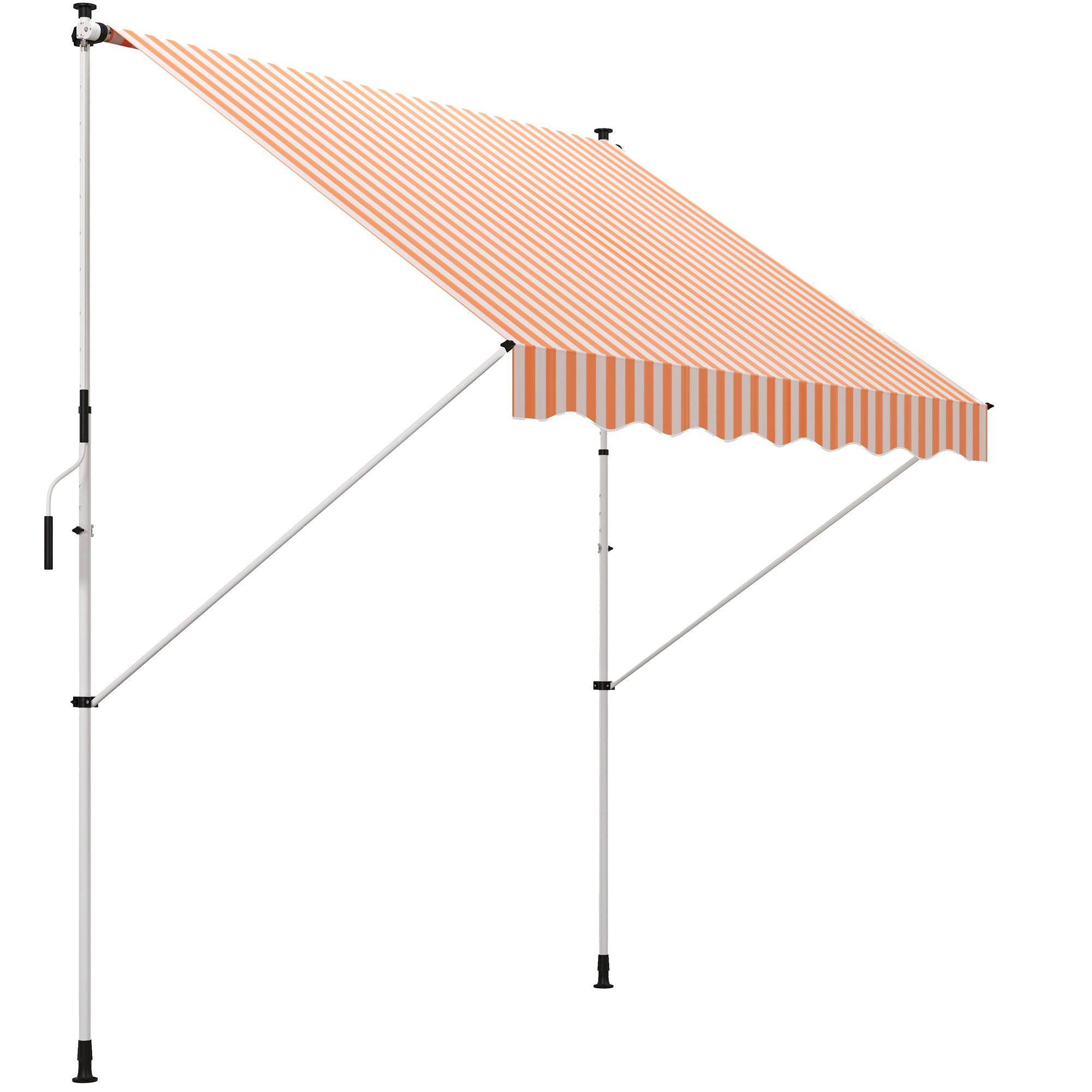Outsunny Utdragbar Manuell Markis 3x1,5 m Utomhus Terrass Rullmarkis Justerbar Höjd med Handvev 170-280 cm Ingen Borrning för Balkong Trädgård Orange