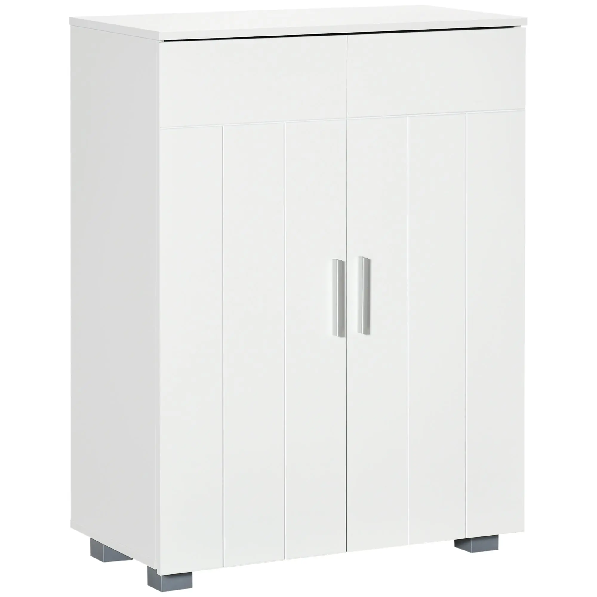 Bathroom Cabinet with 2 Doors and 2 Adjustable Shelves with 7 Levels Storage Cabinet for Living Room Kitchen Anti-tip 60x30x80 cm White
