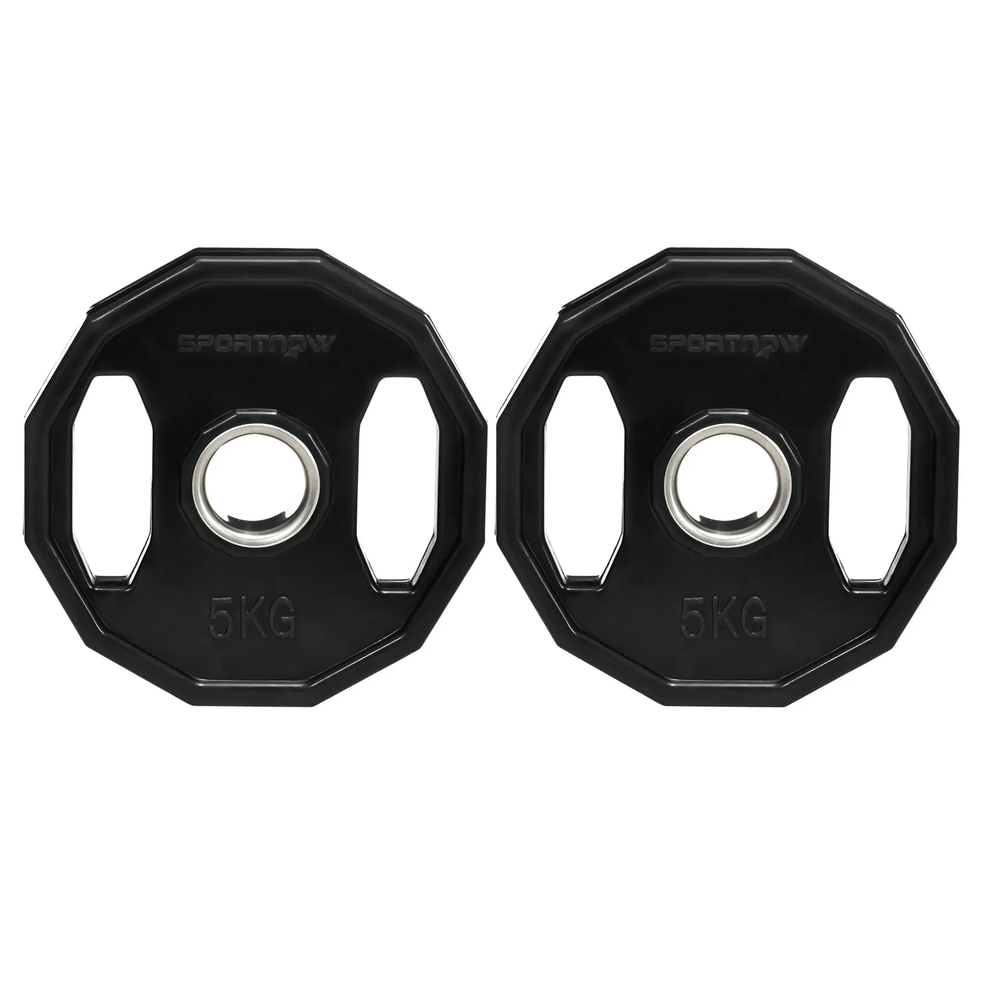 SPORTNOW Set of 2 Olympic Weight Plates 5 kg ?24x3.5 cm Cast Iron Weight Plates with 5 cm Hole for Bar Fitness Training at Home Gym Black