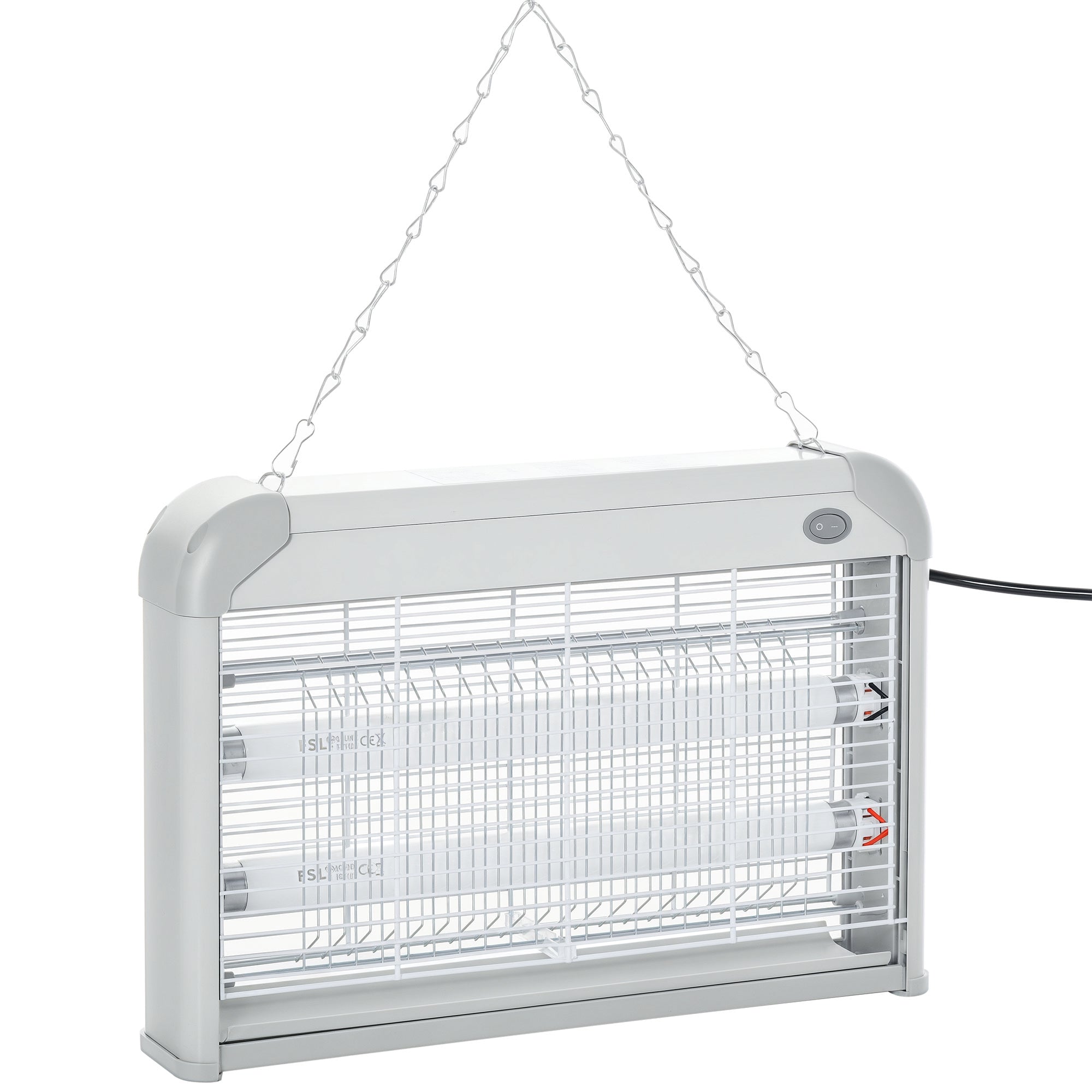 Anti-Mosquito Lamp Electric Insect Killer Ultraviolet Light 20W with 2 Tubes Coverage Area 60m? Indoor Outdoor 39x7.5x26.5 cm White
