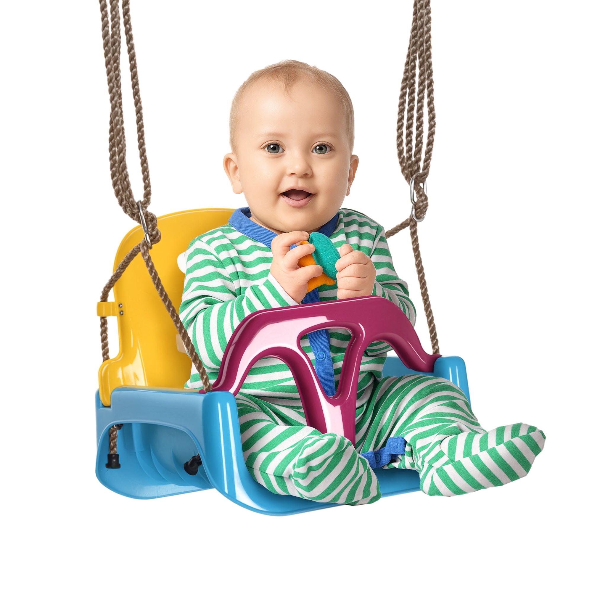 Outsunny Baby Schommel Buiten 3-in-1, Kinder Schommel met Verstelbare Touw, Hoogte Verstelbaar van 120-180 cm, Schommelstoel voor Kinderen vanaf 9 Maanden, Peuterschommel voor Binnen