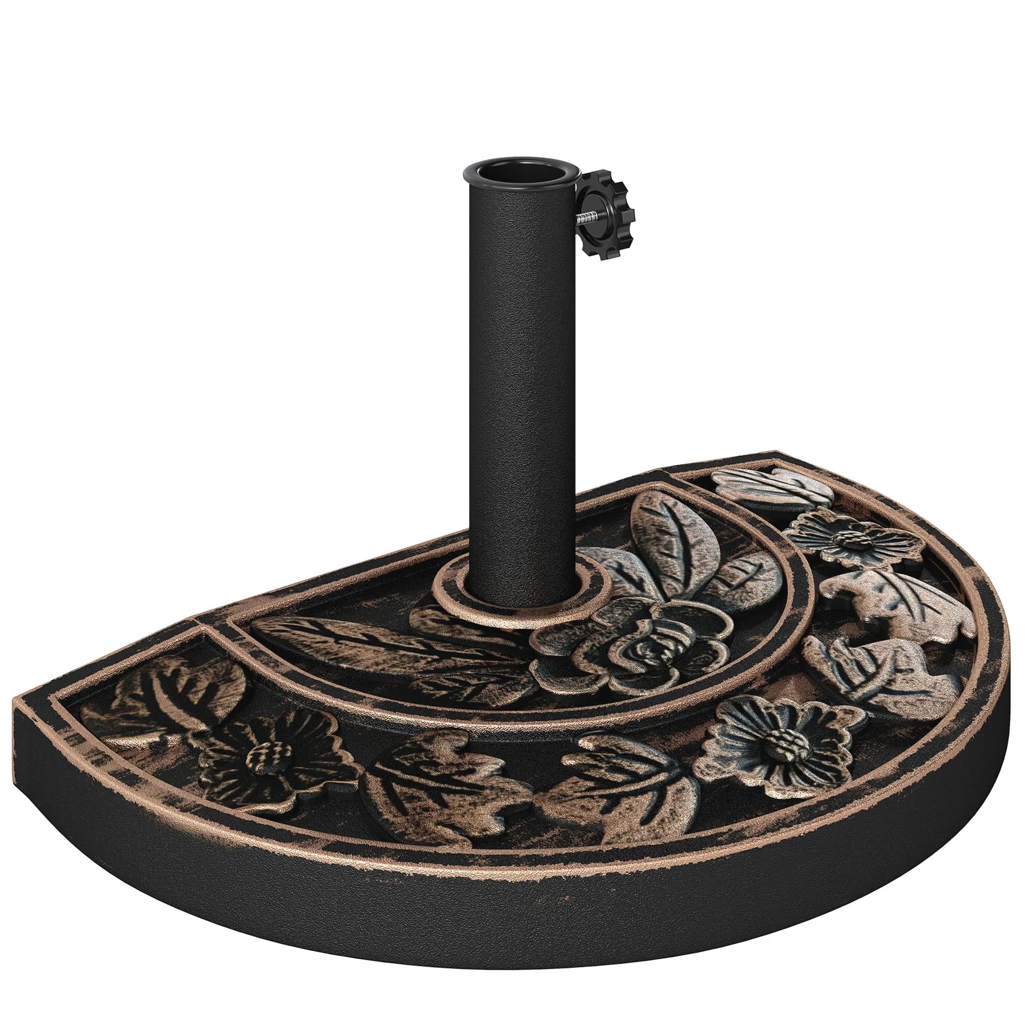 Stainless Steel Sun Umbrella Stand with Handles, Half-Round Umbrella Holder, Umbrella Weight for Sun Umbrella ?3.8-?4.8 cm, for Balcony, Terrace, Garden, Bronze