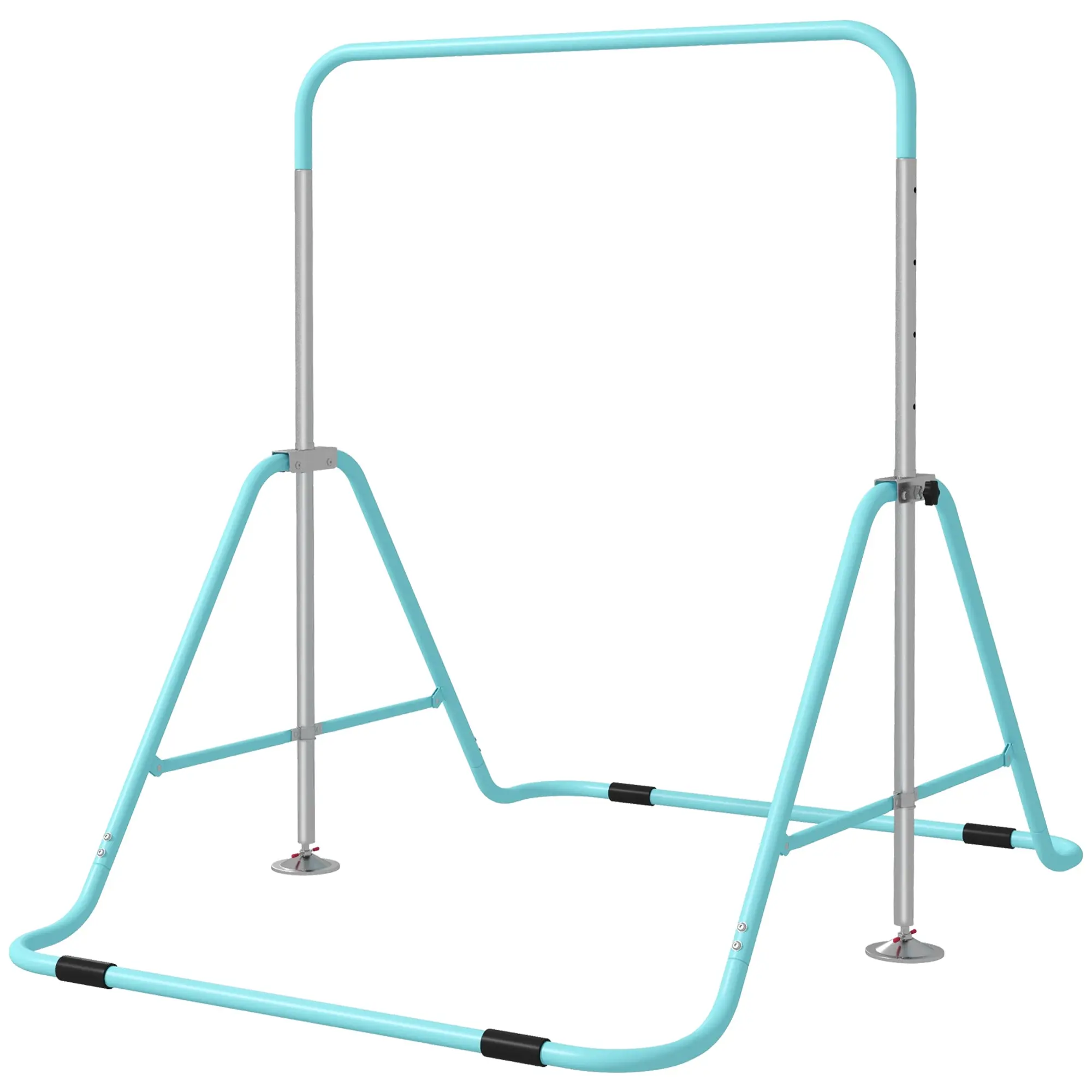 Folding Gymnastics Horizontal Bar for Kids - Adjustable Height from 88 to 128 cm - with Triangular Steel Base - Green