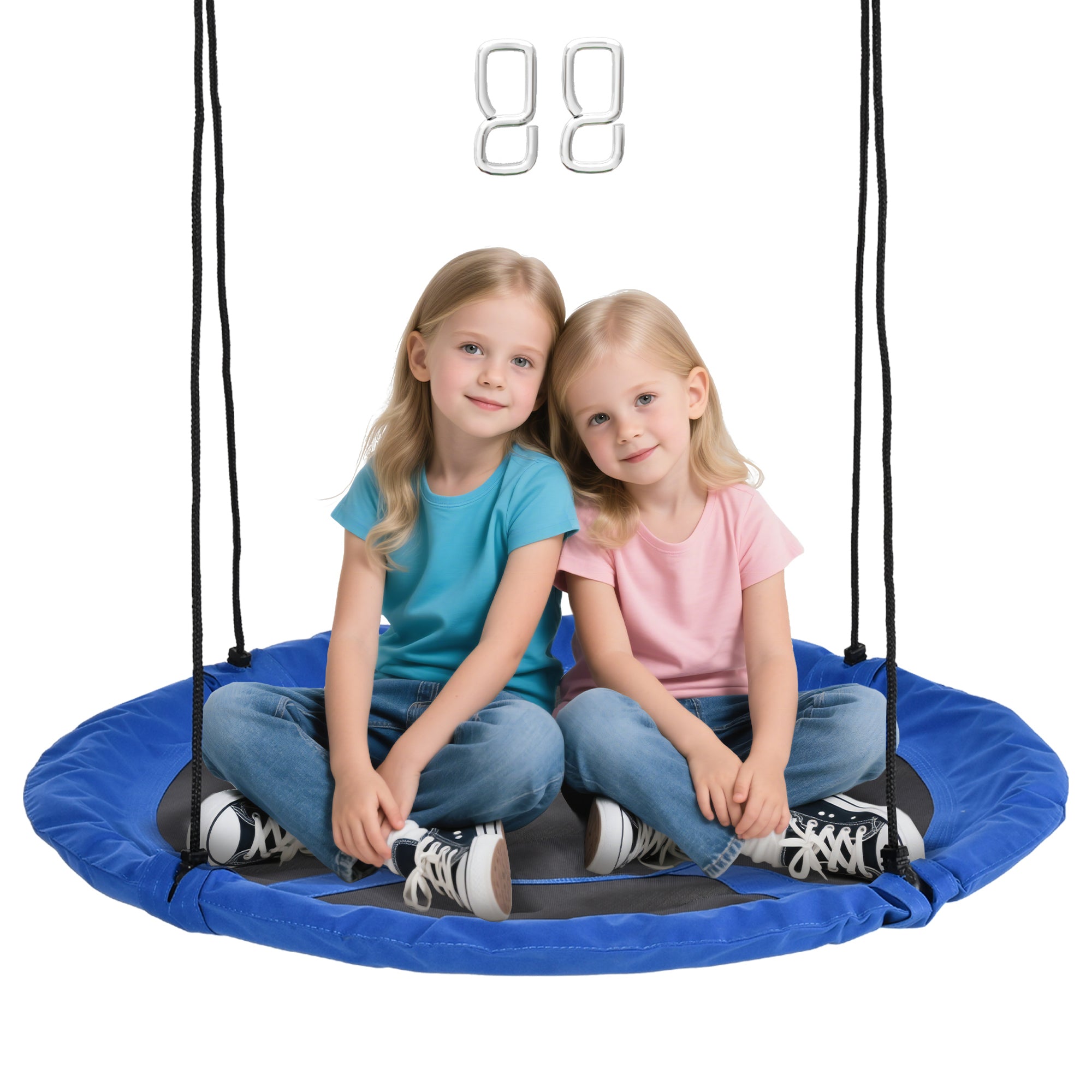 Nest Swing ?110 cm, Hanging Swing up to 100 kg, Adjustable Children's Swing, Children's Garden Swing Disc Swing for 3-12 Years Children, Blue