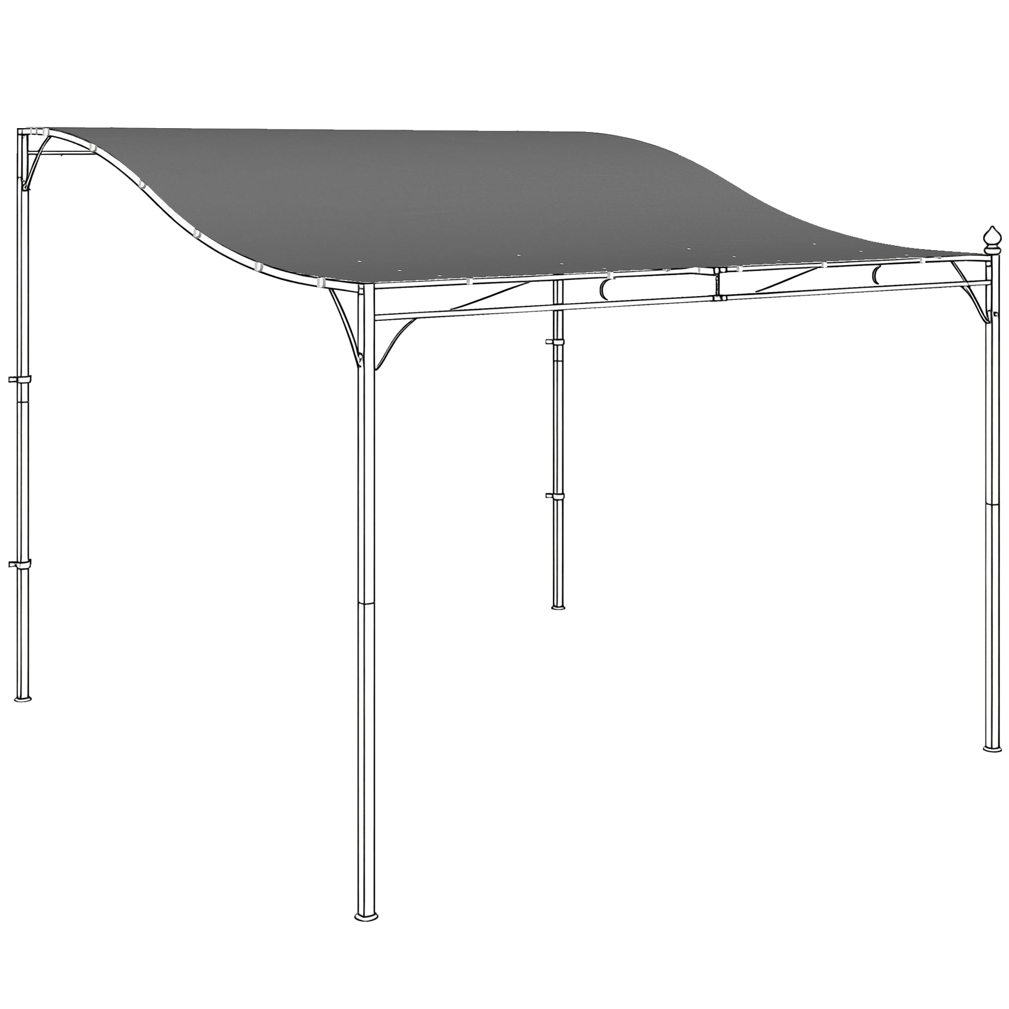 Toile de remplacement pour pergola Outsunny 298 x 293 cm — pour pavillon 3 x 3 m, Gris foncé