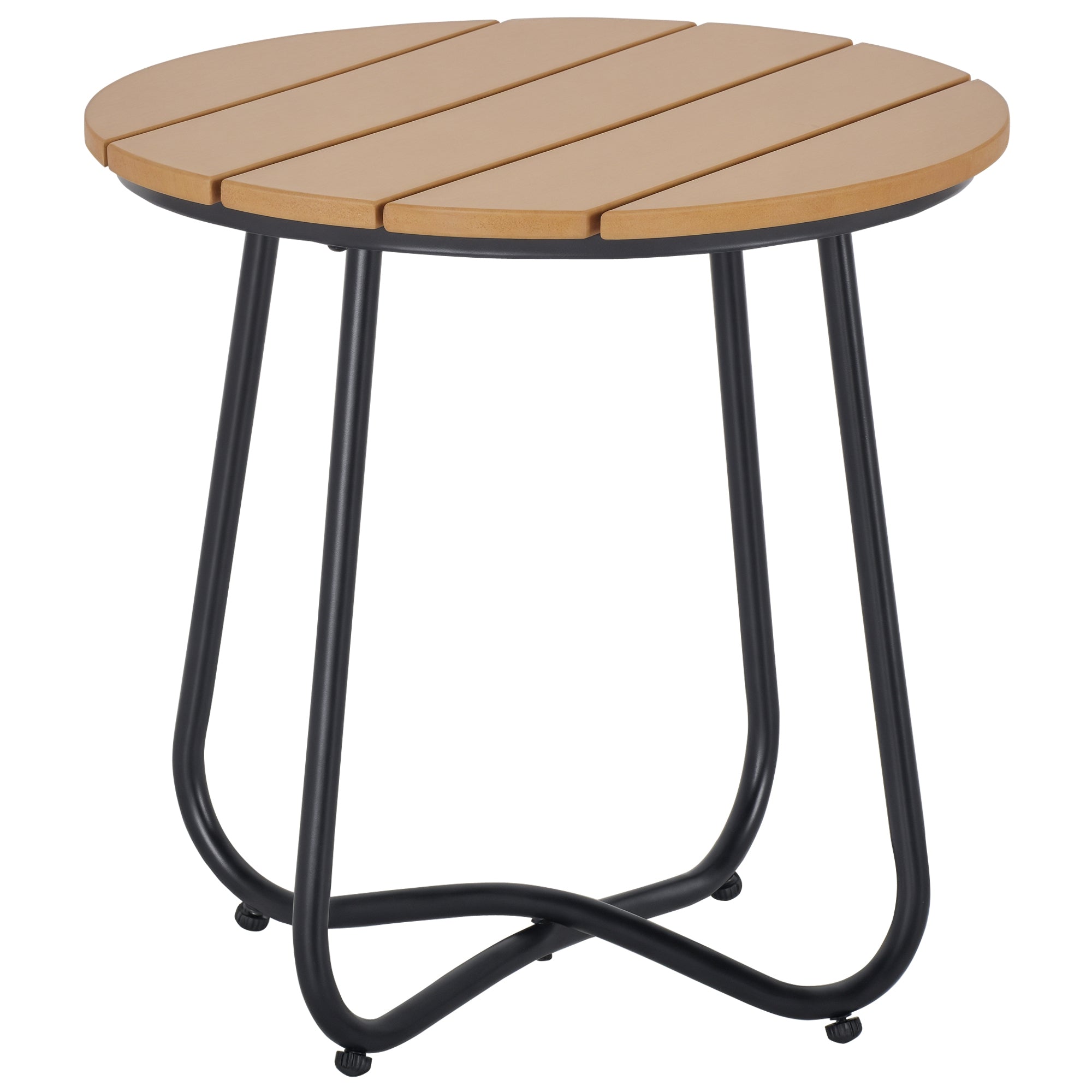Garden Table Round Table Elegant Furniture Sturdy Adjustable Feet Decor Garden Terrace Living Room Steel Brown ?49 x 48H cm