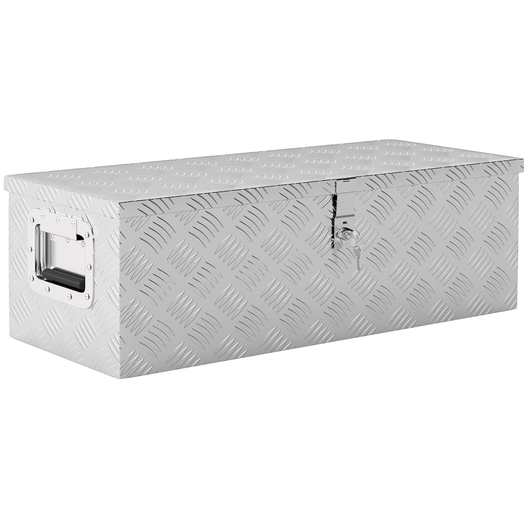 HOMCOM Werkzeugbox 76 x 33 x 25 cm Transportbox aus Aluminium Silber