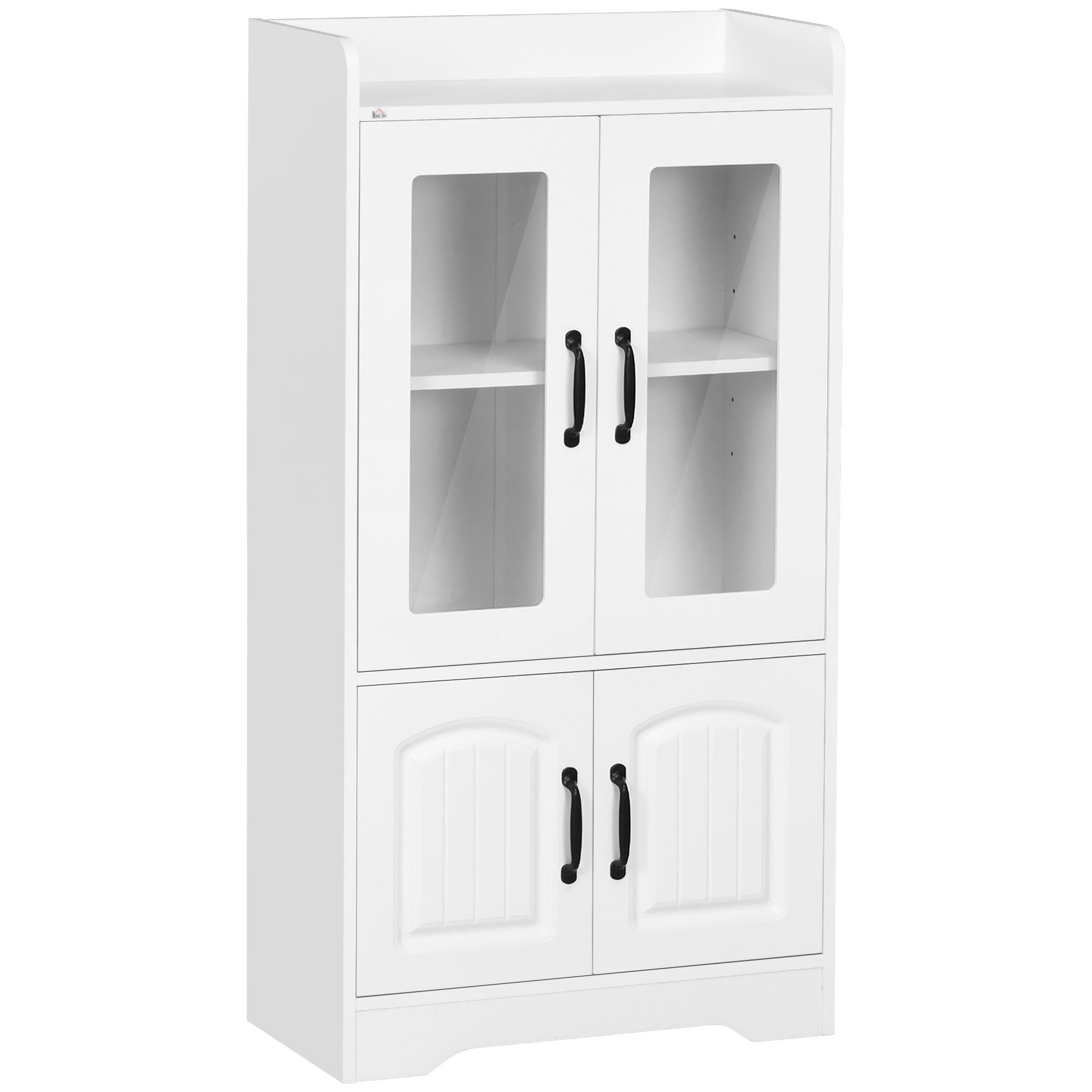HOMCOM Elutoa Vitriiniraamatukapp Klaasustega Reguleeritava Riiuliga ja Pehmelt Sulguvate Hingeiga Õppimiseks, Kodukontoriks, Magamistuppa 60x30x116 cm Valge
