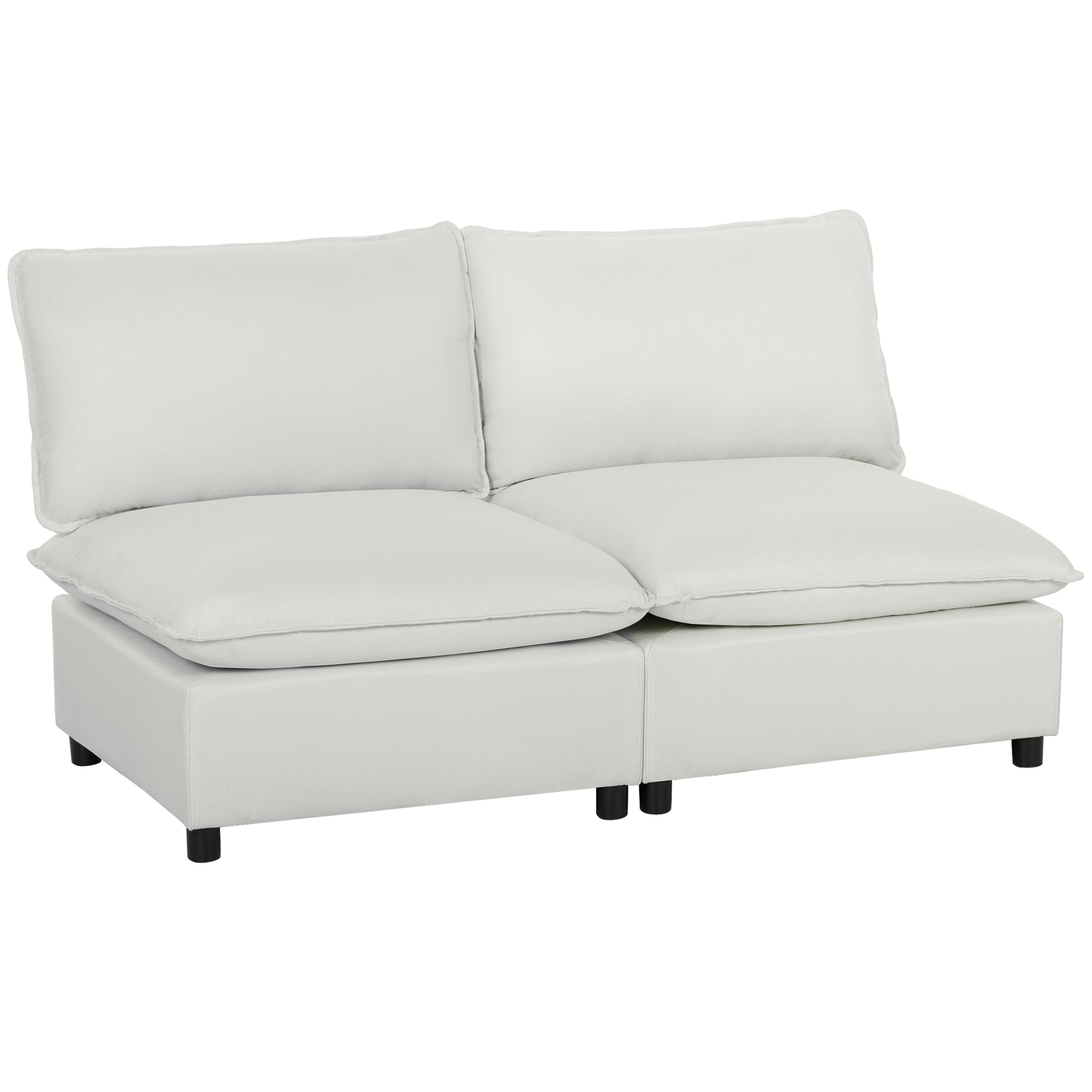 HOMCOM 2‑Sitzer Modulsofa aus Kunstleder, 146 cm, tiefe Sitzfläche, Grau