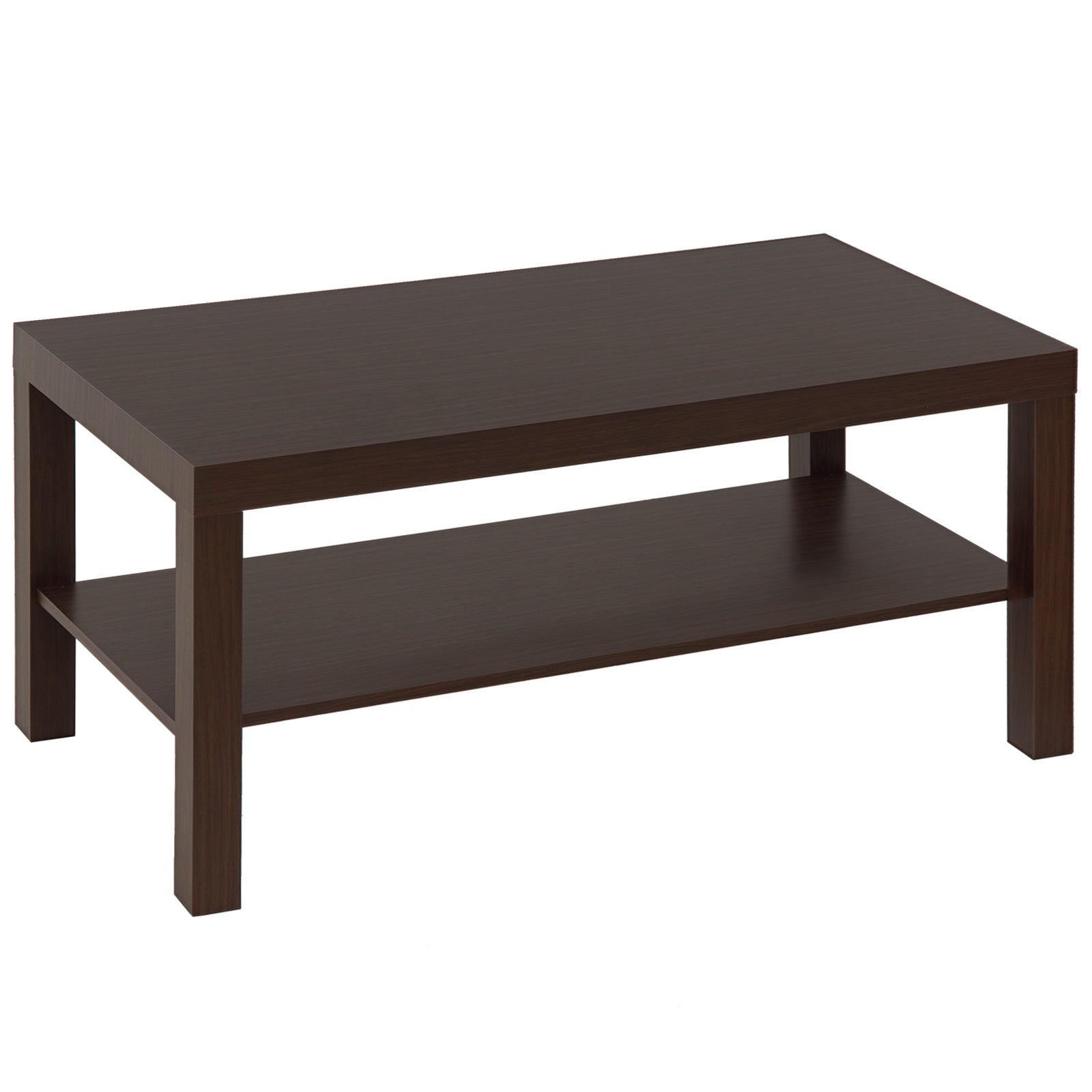 HOMCOM Modernne Kohvilaud 2 Ülesande Riiuliga, Madal Teelaua Elutuppa ja Kontorisse, Kandevõime 20 kg, 90x45x44.5 cm Pähklipuu