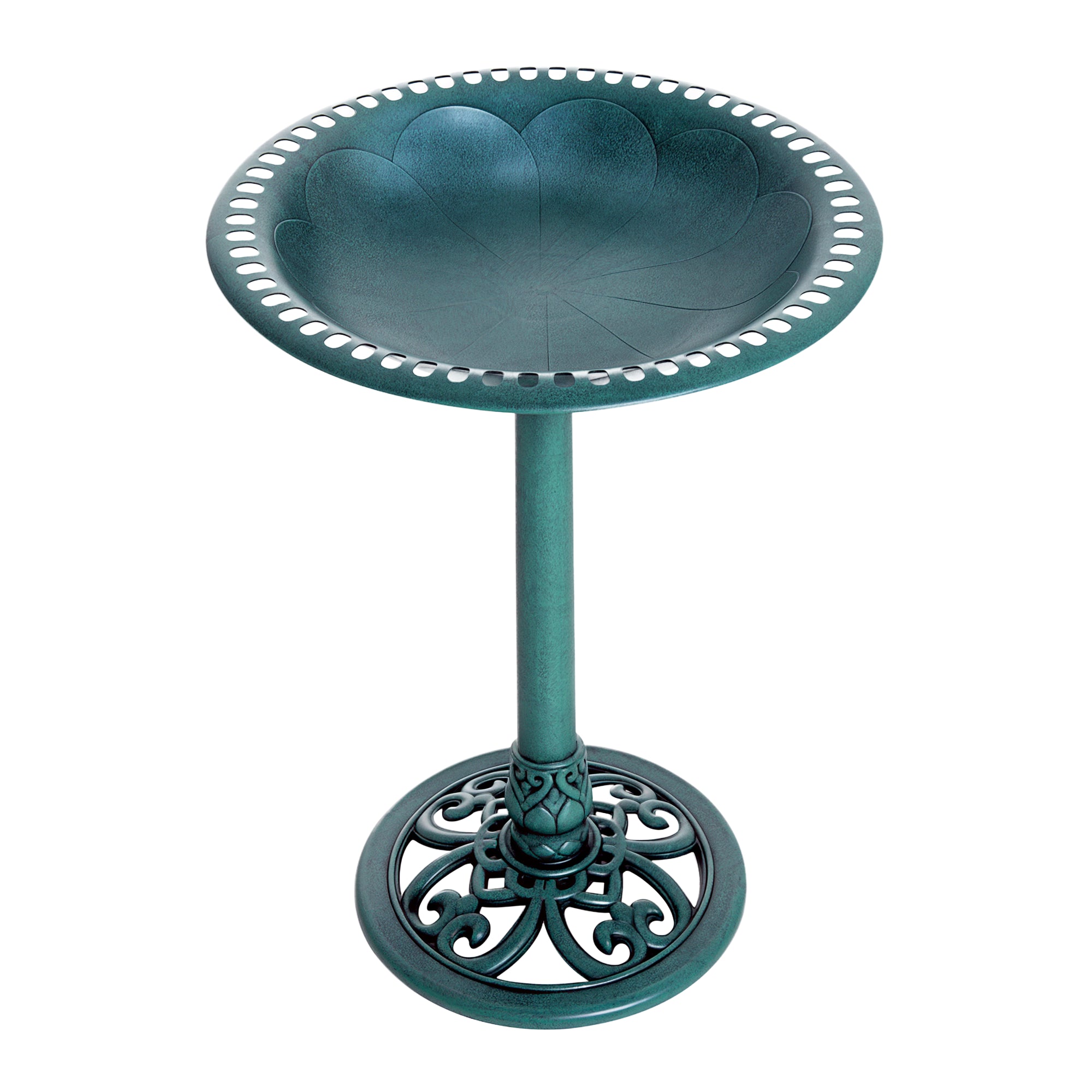 Classic Bird Bath Standing, Plastic Bird Bath with Stand, Bird Feeder for Wild Birds, Wild Bird Bath for Garden, Balcony, Bird Basin Height 69.5 cm, Green