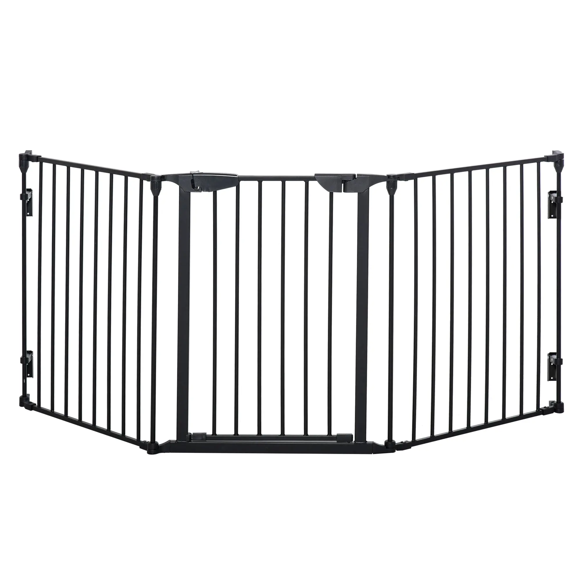 Foldable Dog Barrier 180x74.5 cm Pet Gate with 3 Panels and Automatic Lock Safety Gate for Stairs Hallway Black