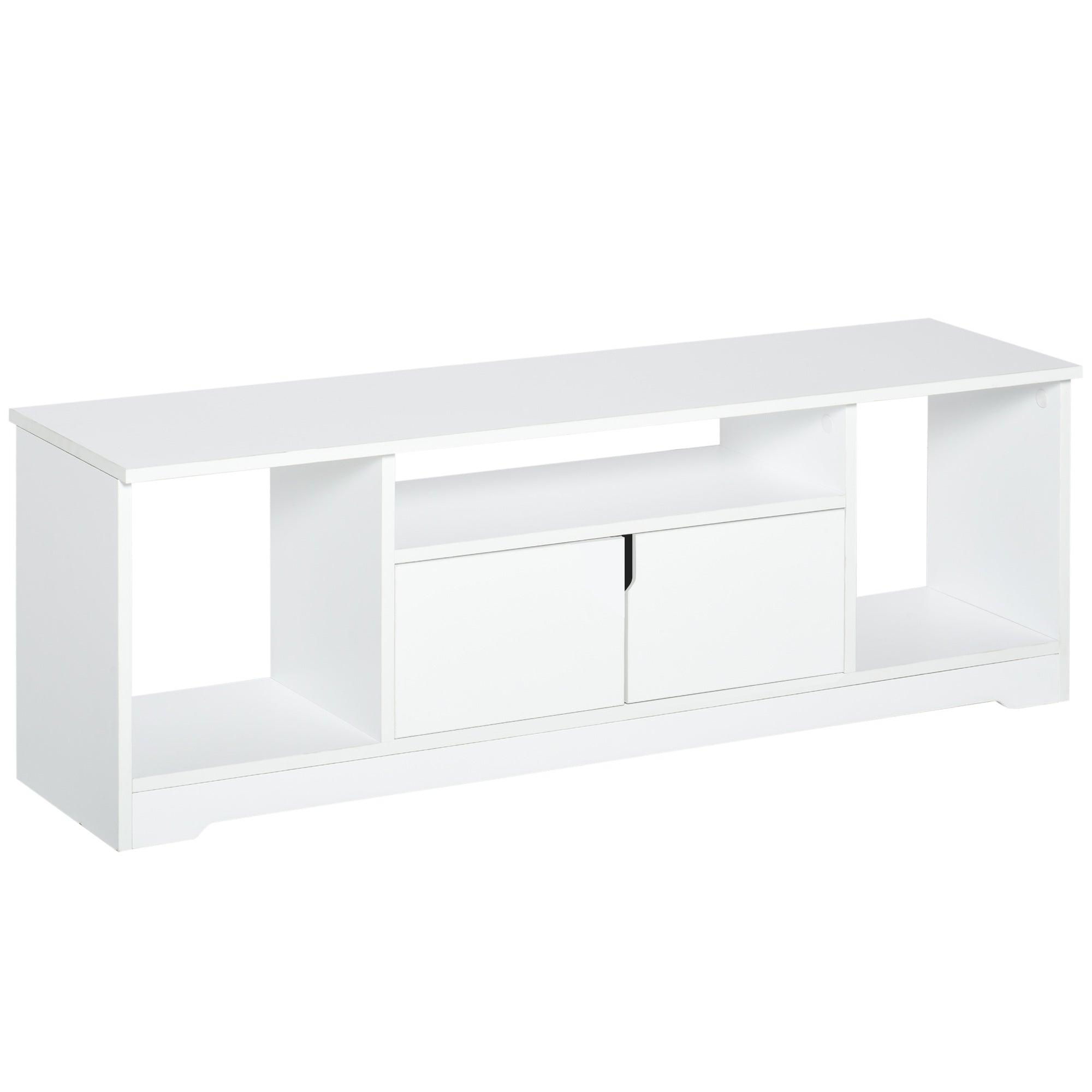HOMCOM TV Stalak za TV uređaje do 42" Moderni TV Stalak s Kabinetom s Dvijem Vrata i 3 Otvorena Odjeljka 120x30x41cm Bijela
