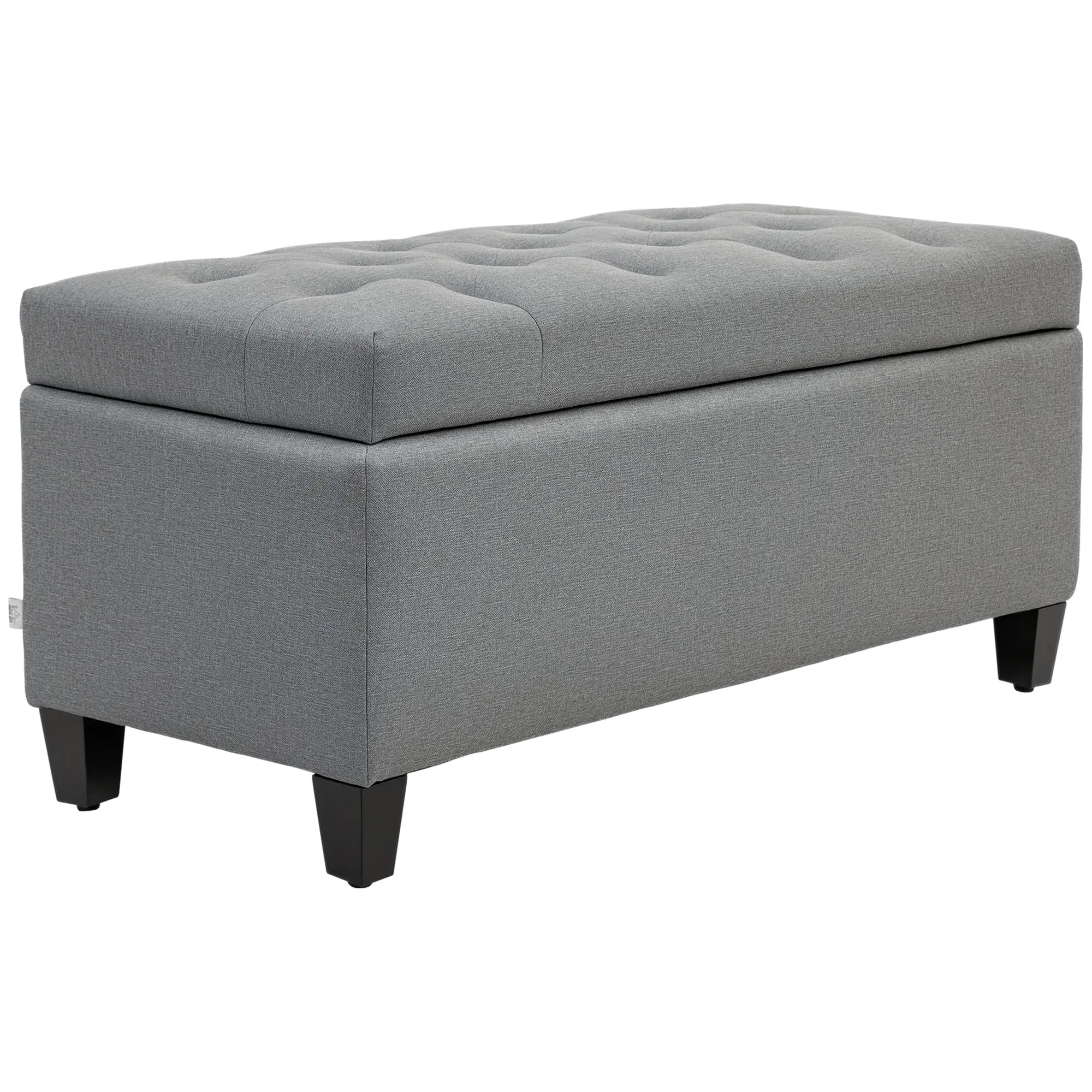 Upholstered Storage Bench Chest Bench Hallway Bedroom Living Room Linen-like Polyester Rubberwood Light Gray 100 x 40 x 44 cm