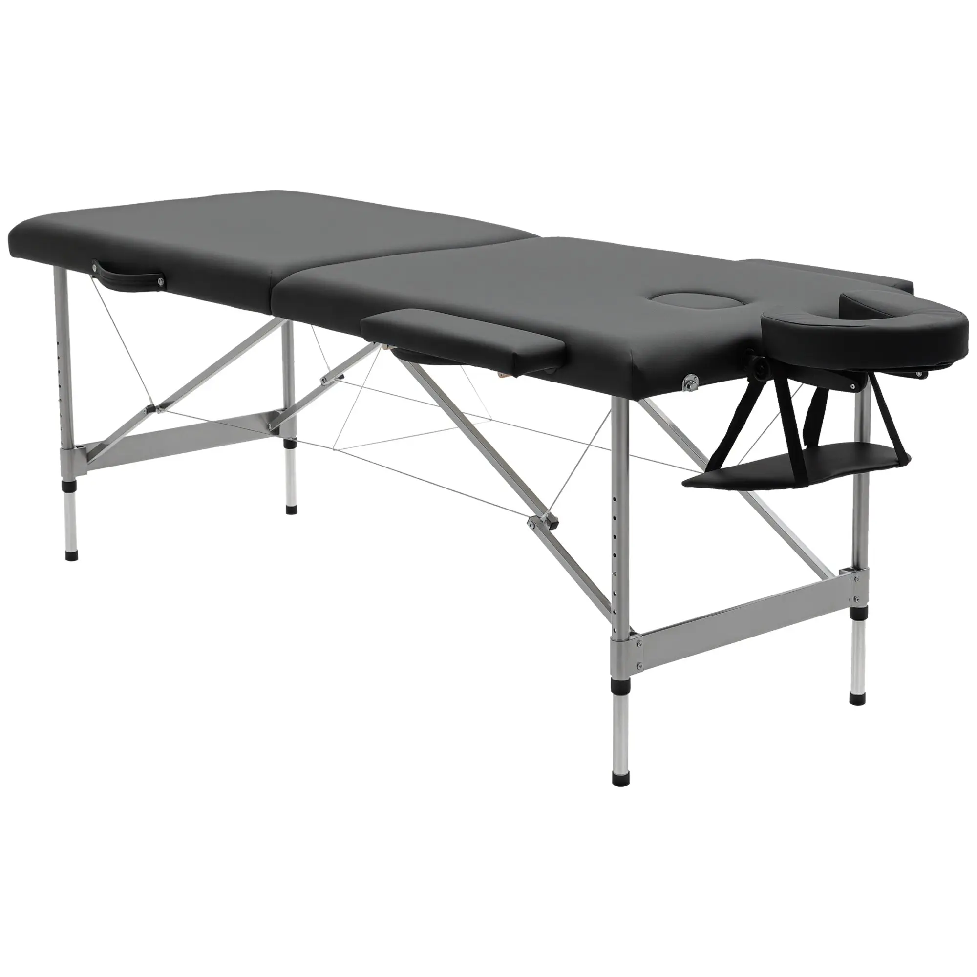 Folding Massage Table, Massage Bed with 7 Zones Adjustable Height, 130 kg Weight Capacity, for Spa, Salon, Faux Leather, Black
