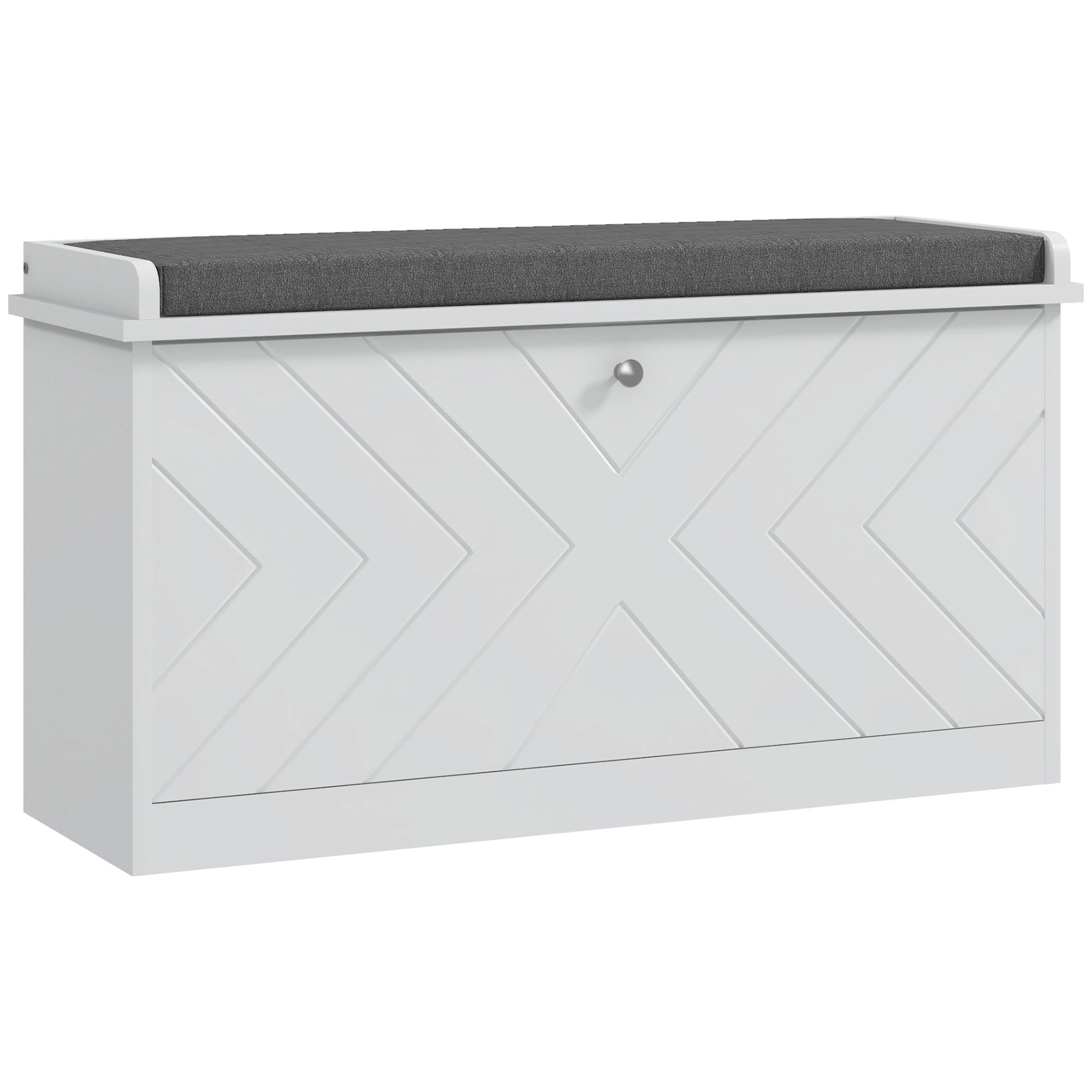 Shoe Storage Bench with Modern Seat Bench with Storage Shoe Cabinet with Wooden Bench with Adjustable Shelves and Padded Cushion for 8 Pairs of Shoes 80x26x44.5 cm White